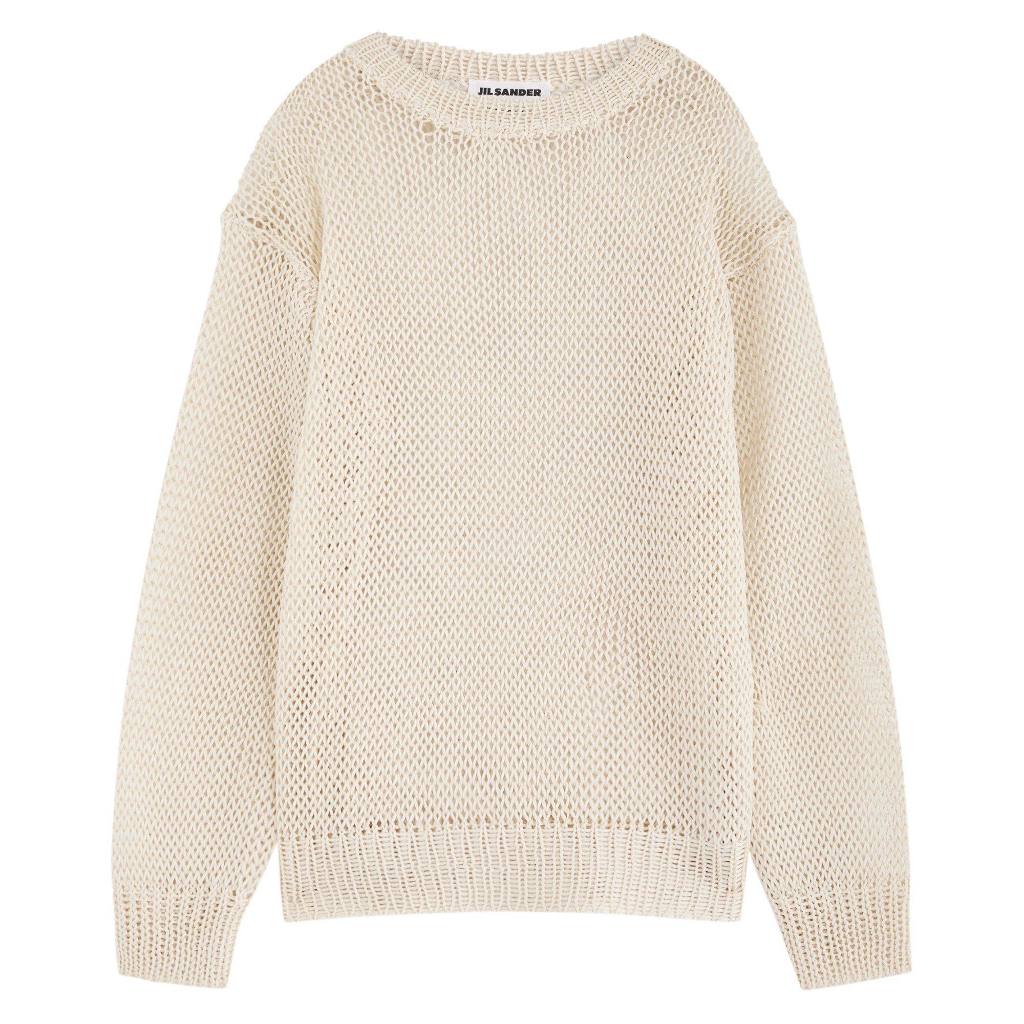 OFF WHITE - Jil Sander - Men's Stitch Silk Crew-Neck Jumper - 1