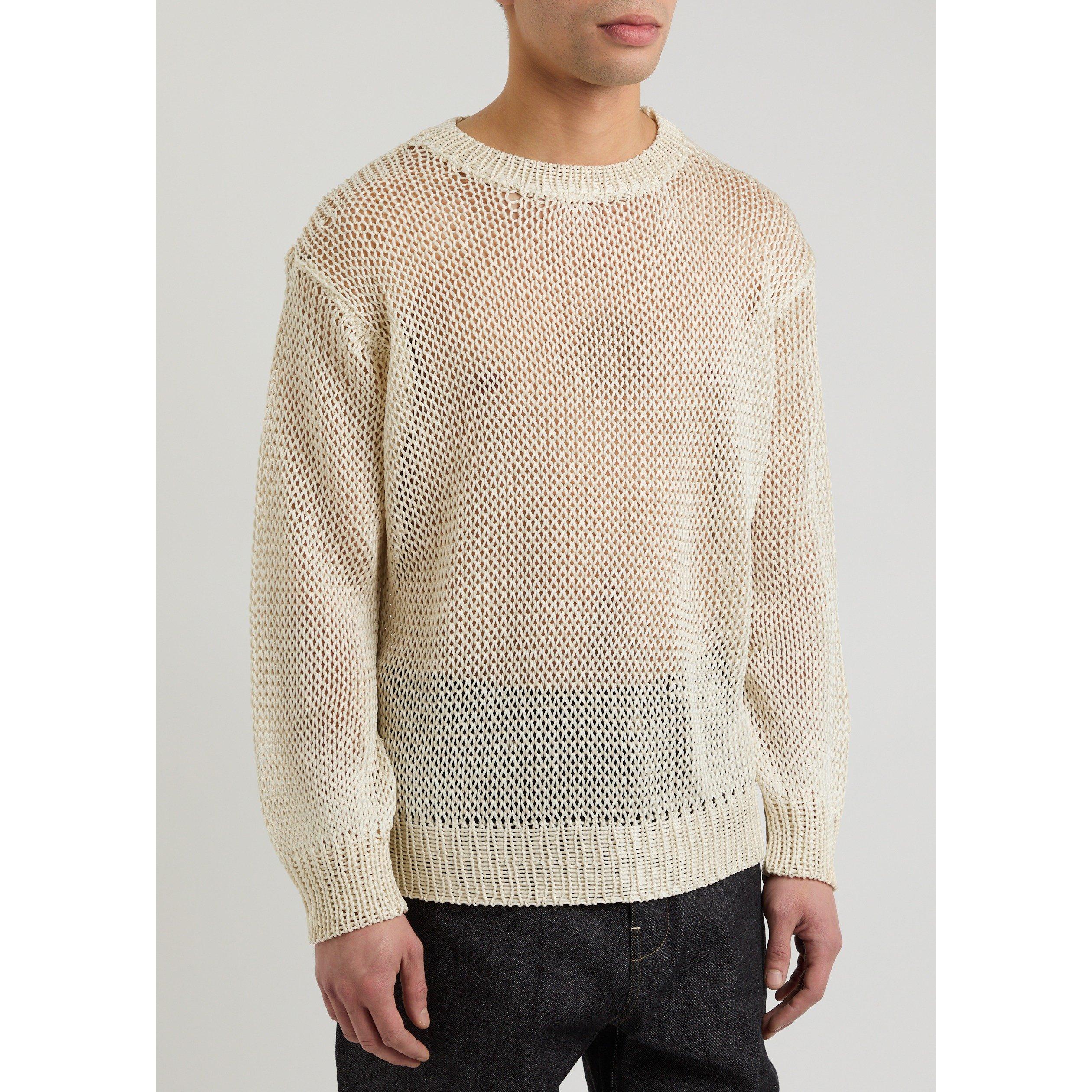OFF WHITE - Jil Sander - Men's Stitch Silk Crew-Neck Jumper - 2