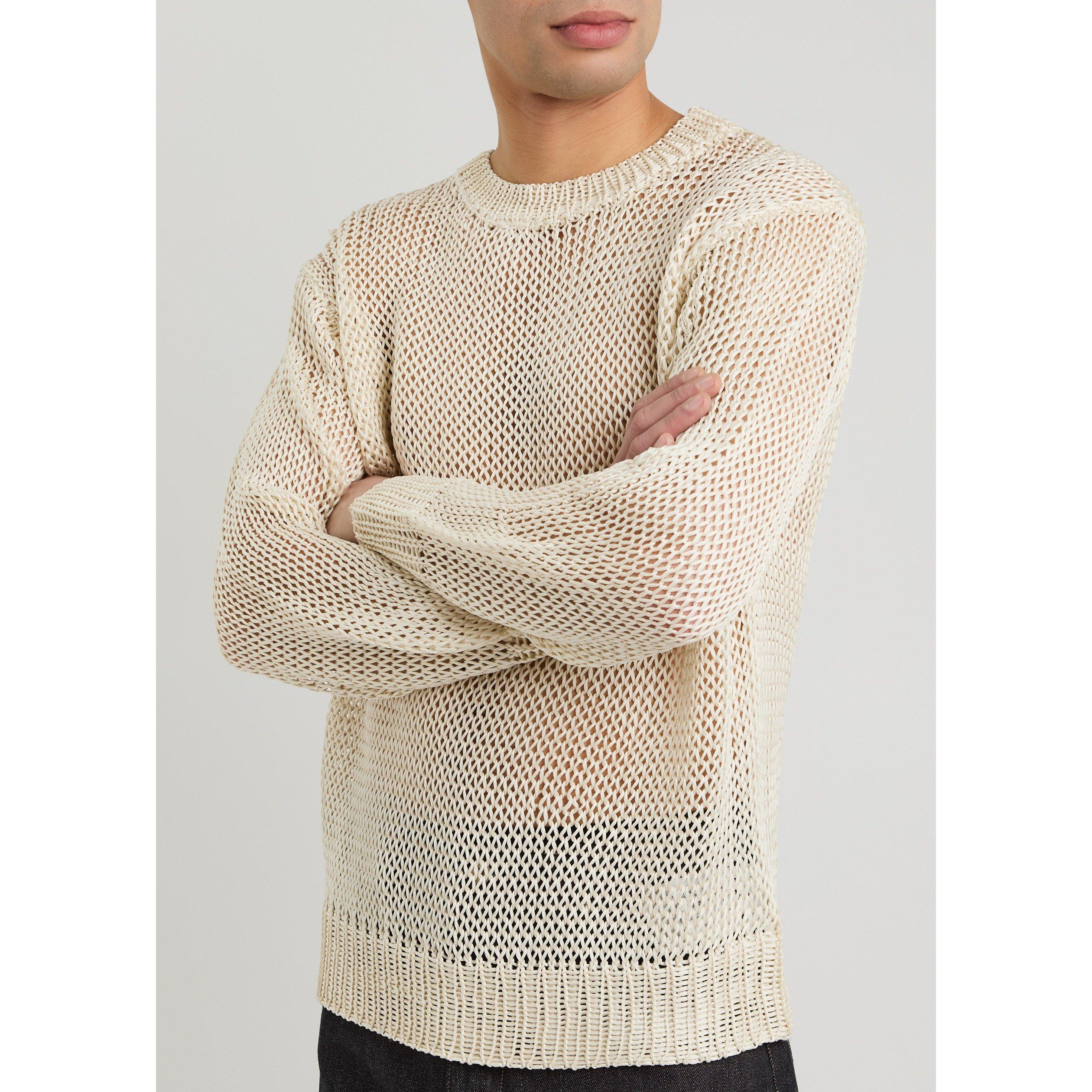 OFF WHITE - Jil Sander - Men's Stitch Silk Crew-Neck Jumper - 4