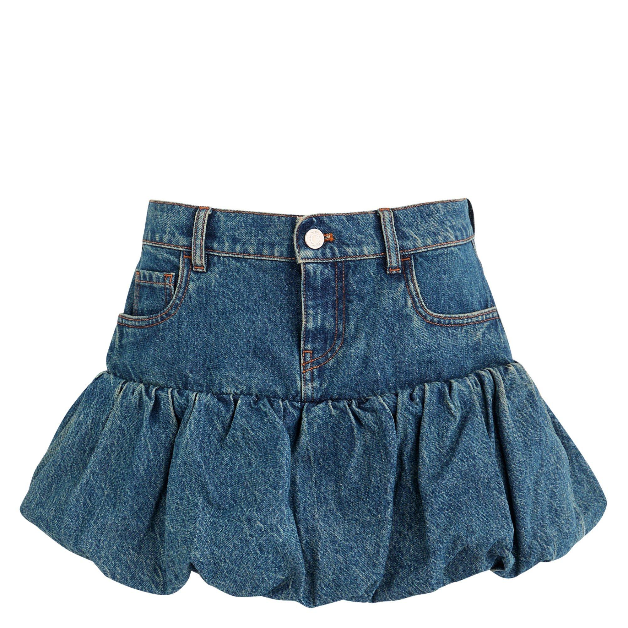 BLUE - Coperni - GATHERED HEM DENIM MINI SKIRT