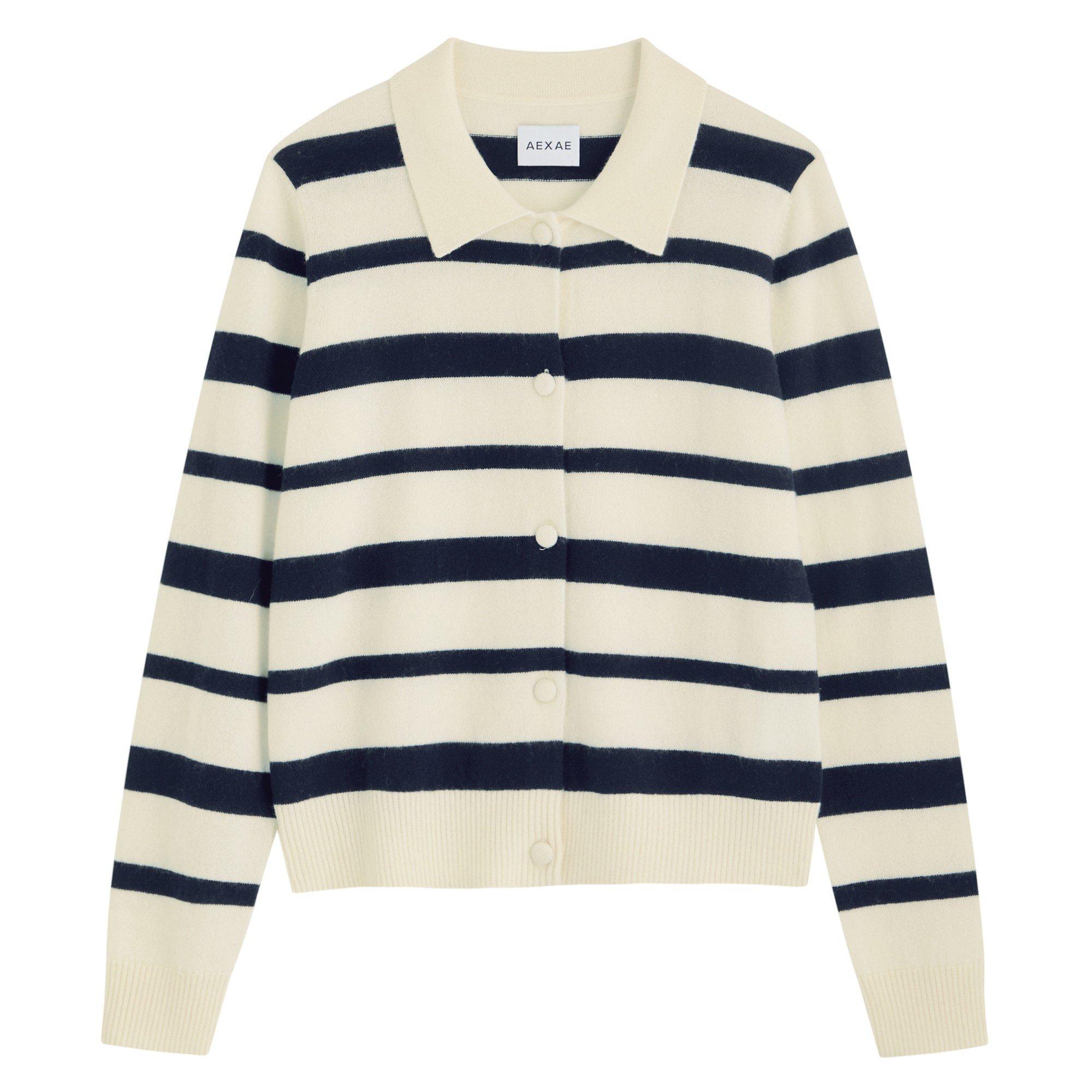 STRIPE - AEXAE - KN CASHMERE CROPPED POLO SWEAT