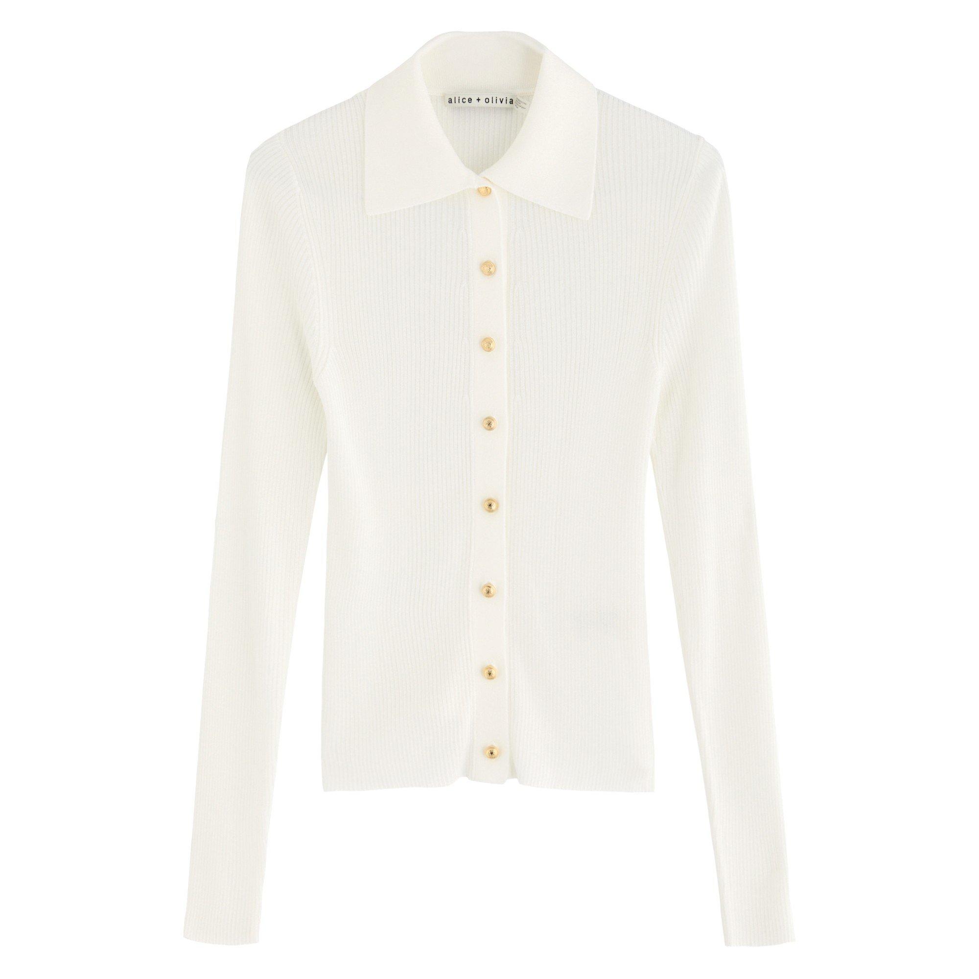 OFF WHITE - Alice And Olivia - T LS NEALIE RIBBED POLO