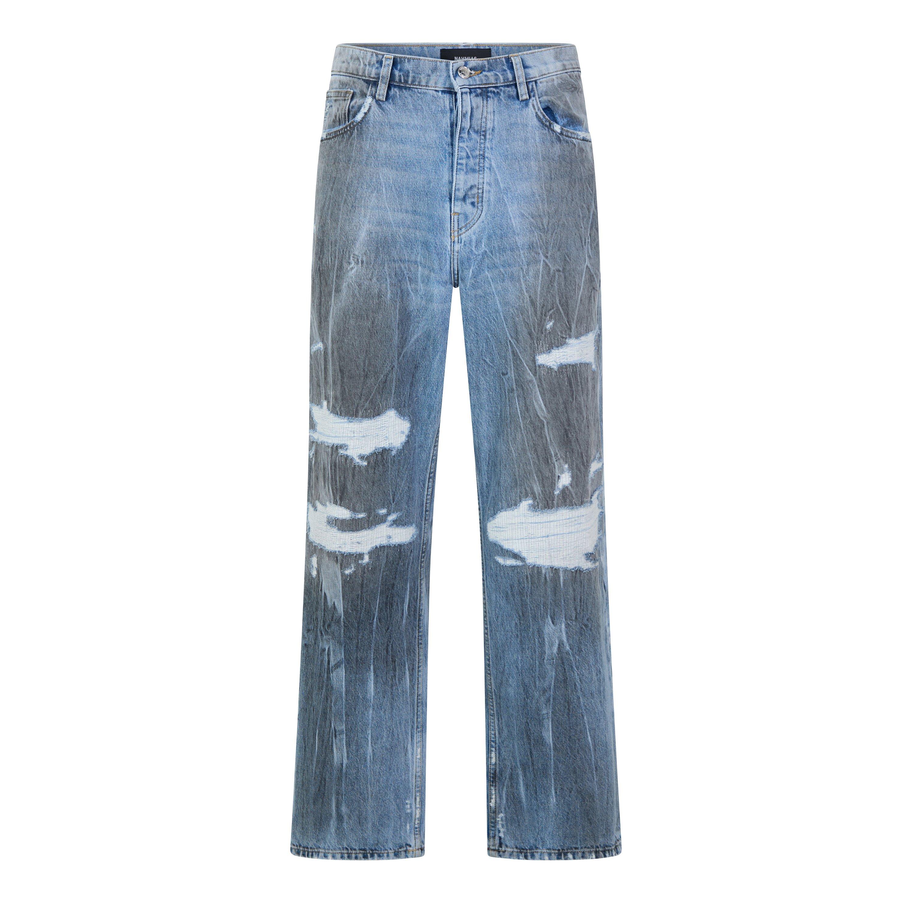 DENIM - Nahmias - Men's Thrashed Baggy Cotton Jeans - 1