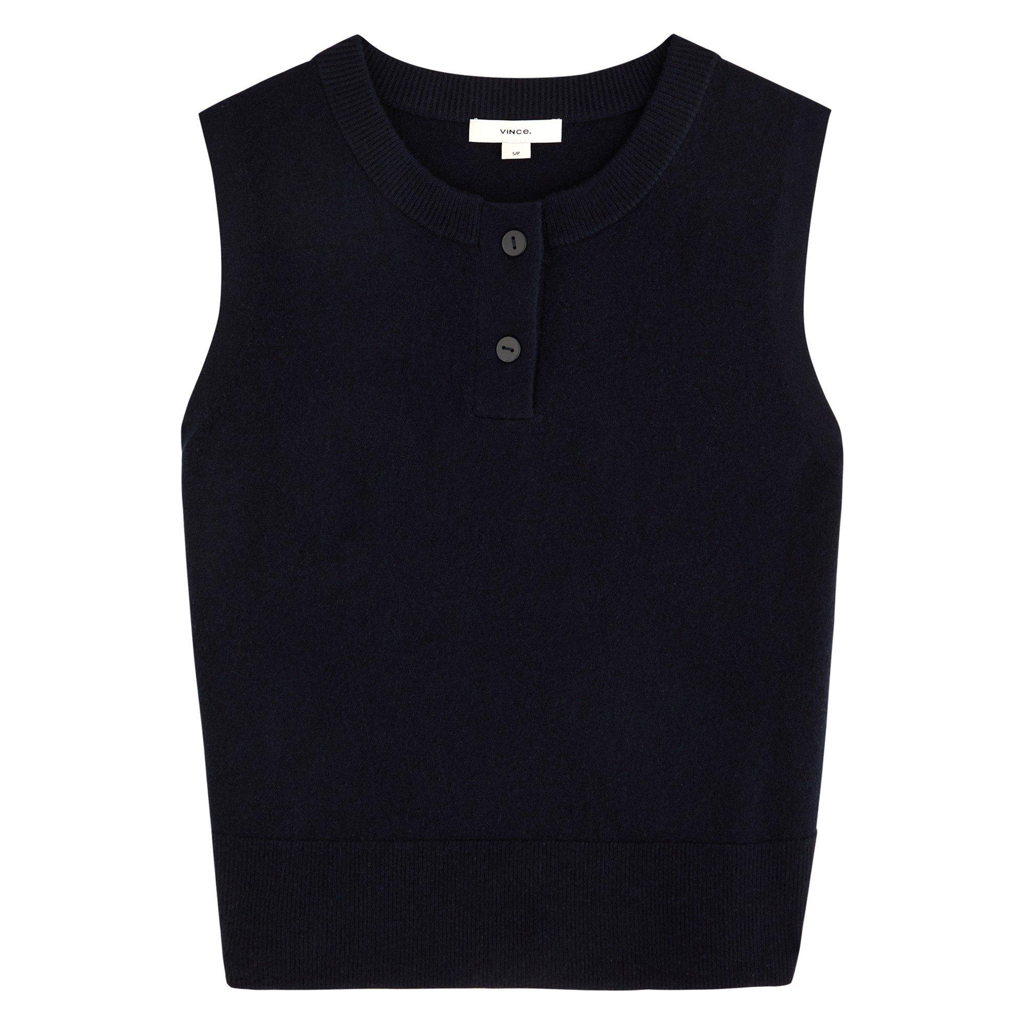 DARK NAVY - Vince - KW HENLEY CREW NK SHELL TOP