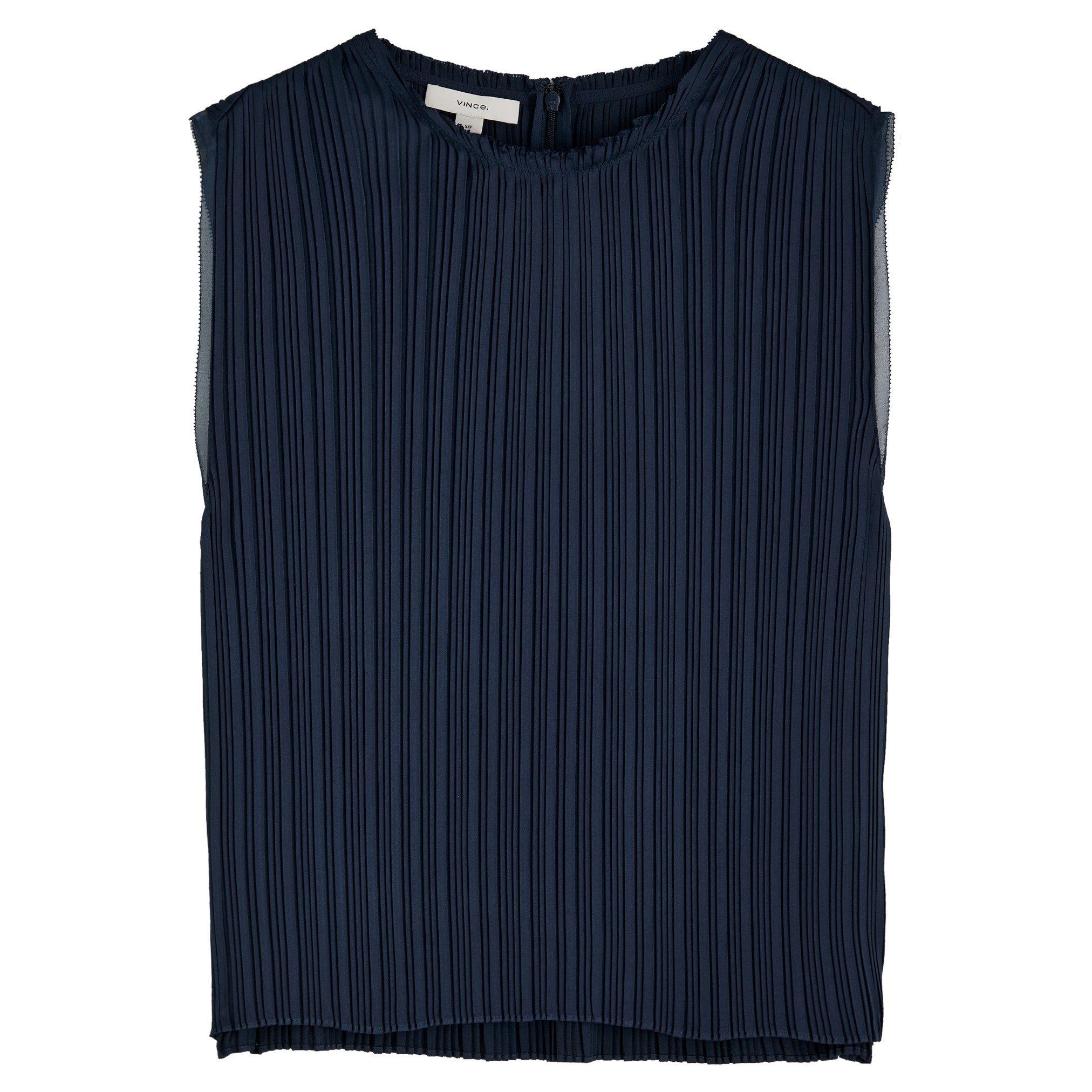 DARK NAVY - Vince - B PLEATED CREW NK SHELL