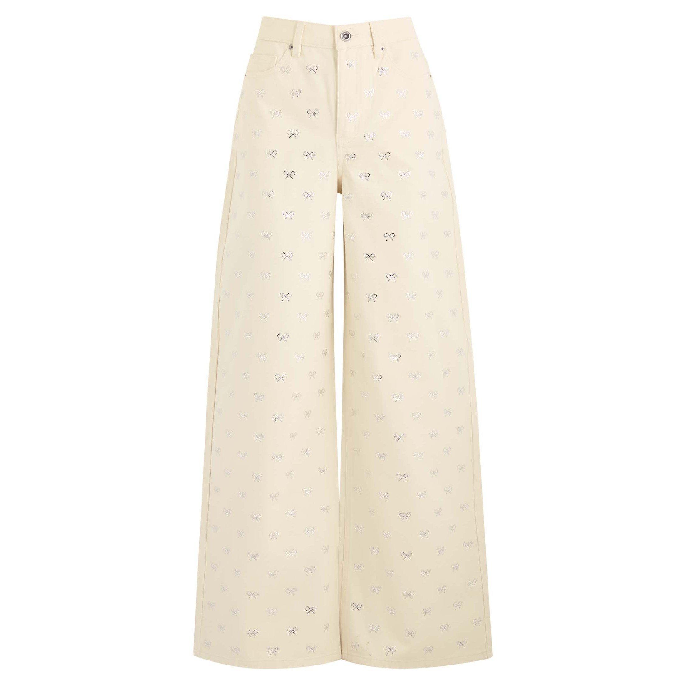 CREAM - Self Portrait - TR DENIM DIAMANTE BOW JEANS