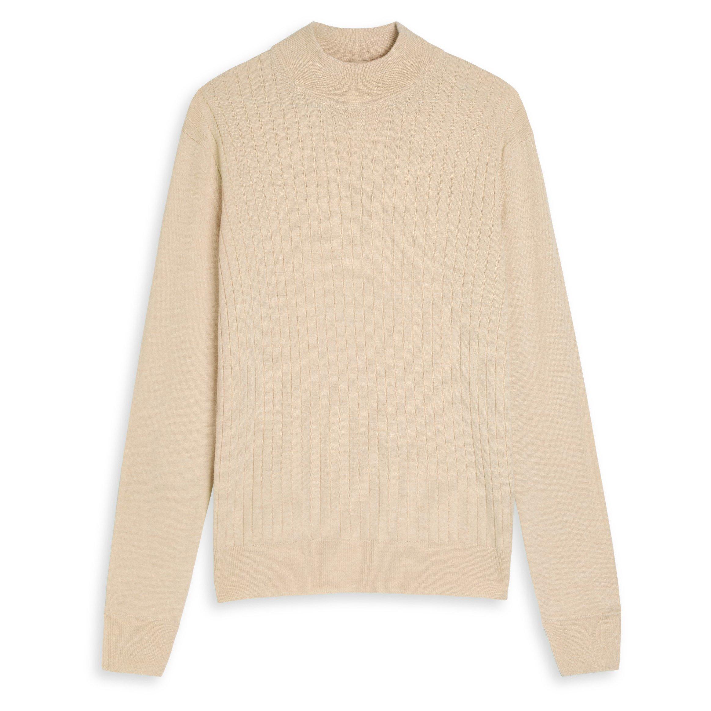 BEIGE - Aurelien - AUR RIBBED CASHWOOL MOCKNECK