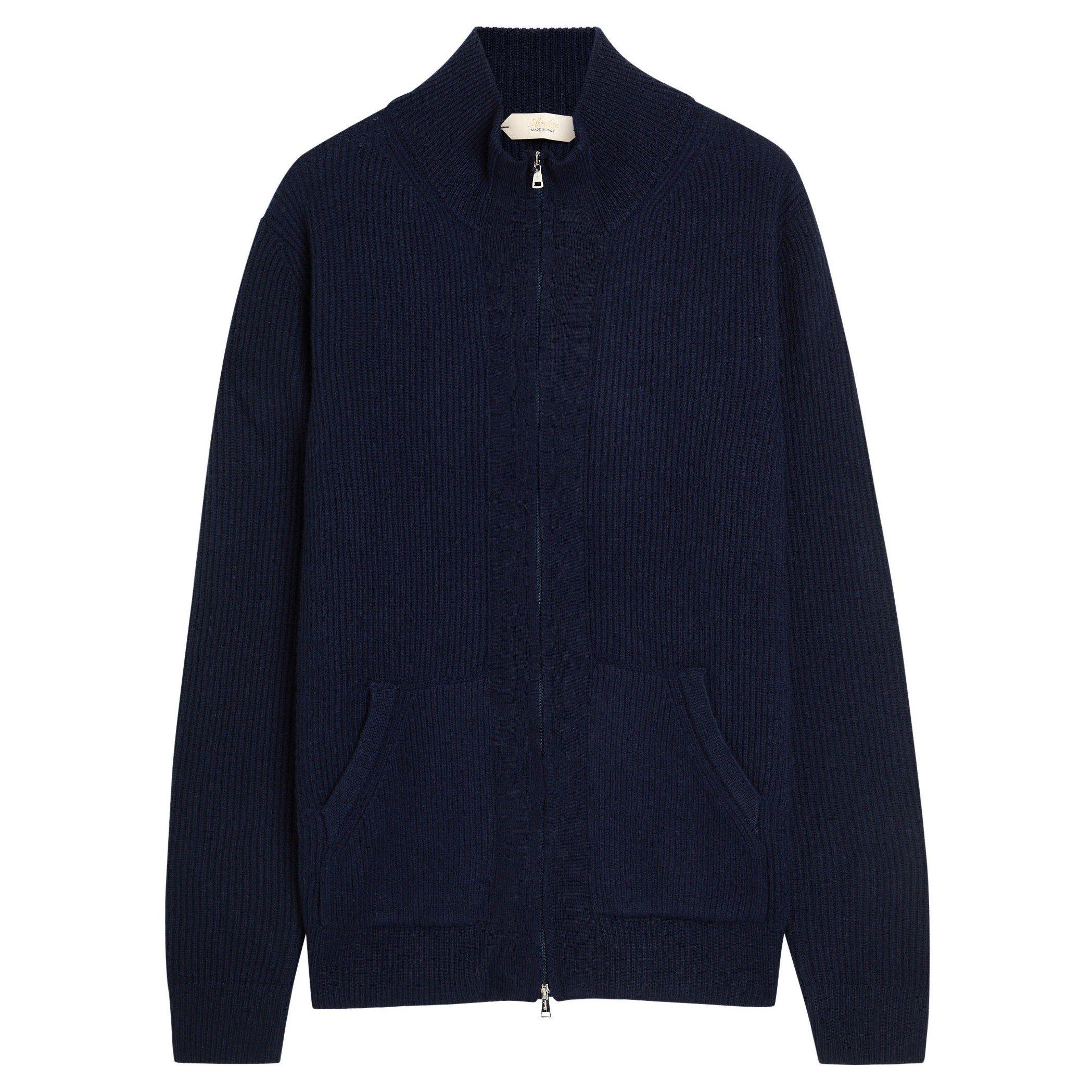 NAVY - Aurelien - AUR CASHMERE BLEND RIB KNIT