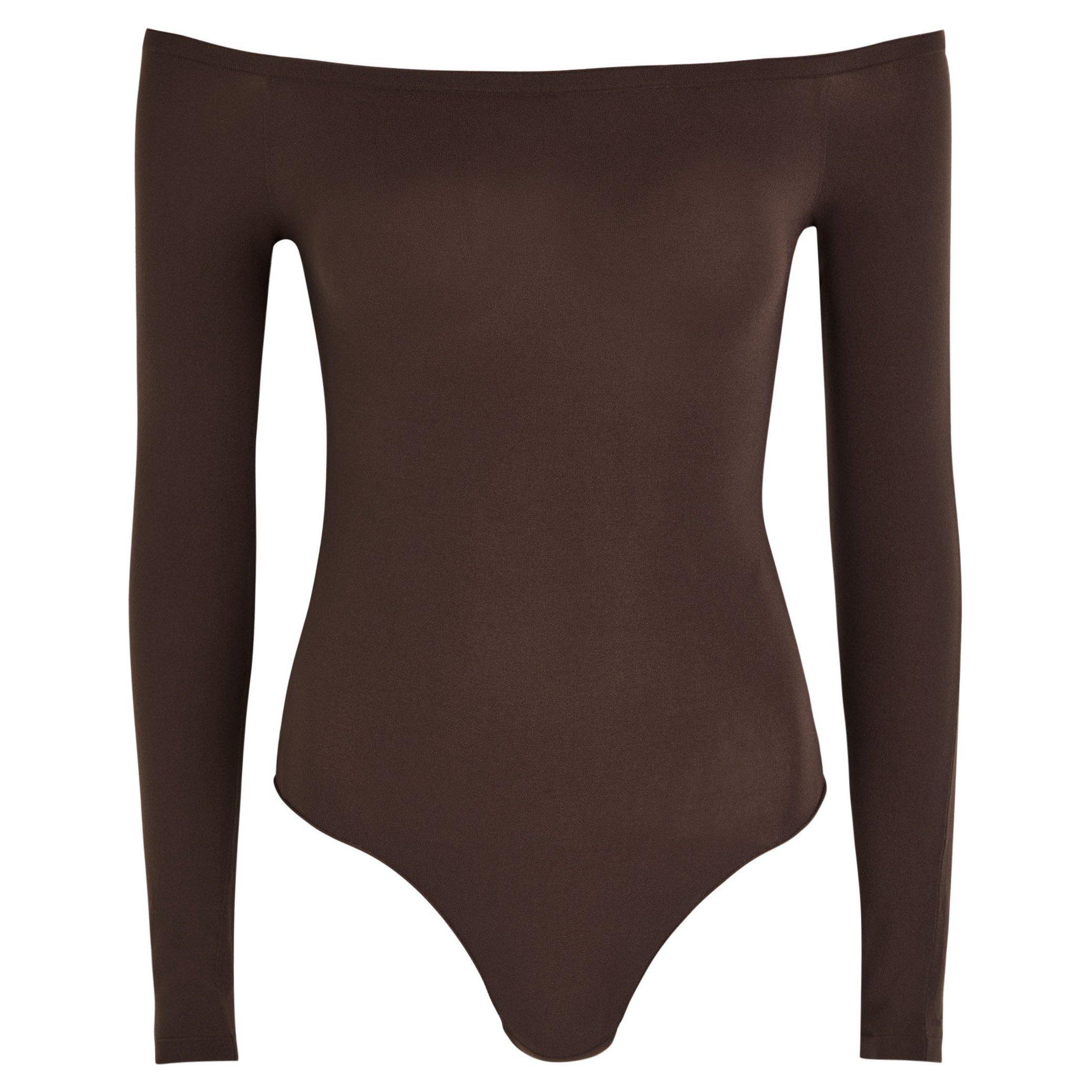 BROWN - Alaia - OFF SHOULDER BODYSUIT - 1