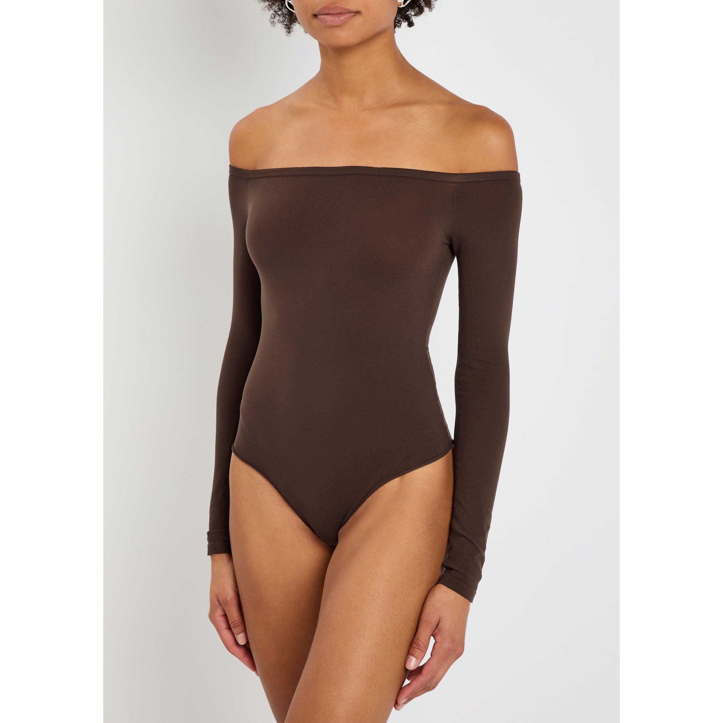 BROWN - Alaia - OFF SHOULDER BODYSUIT - 2