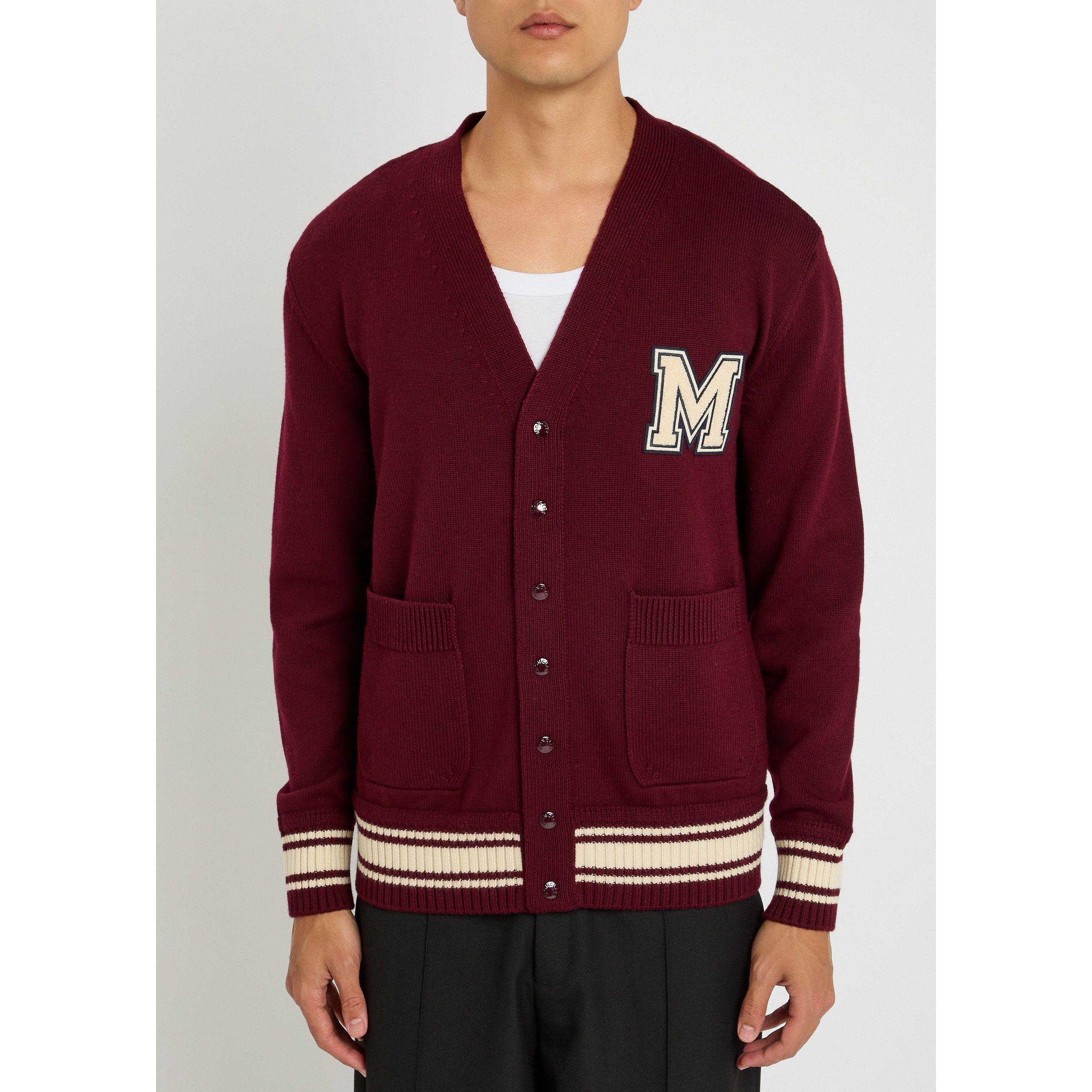 BURGUNDY - Moncler - Men's Virgin Wool Logo Cardigan - 2