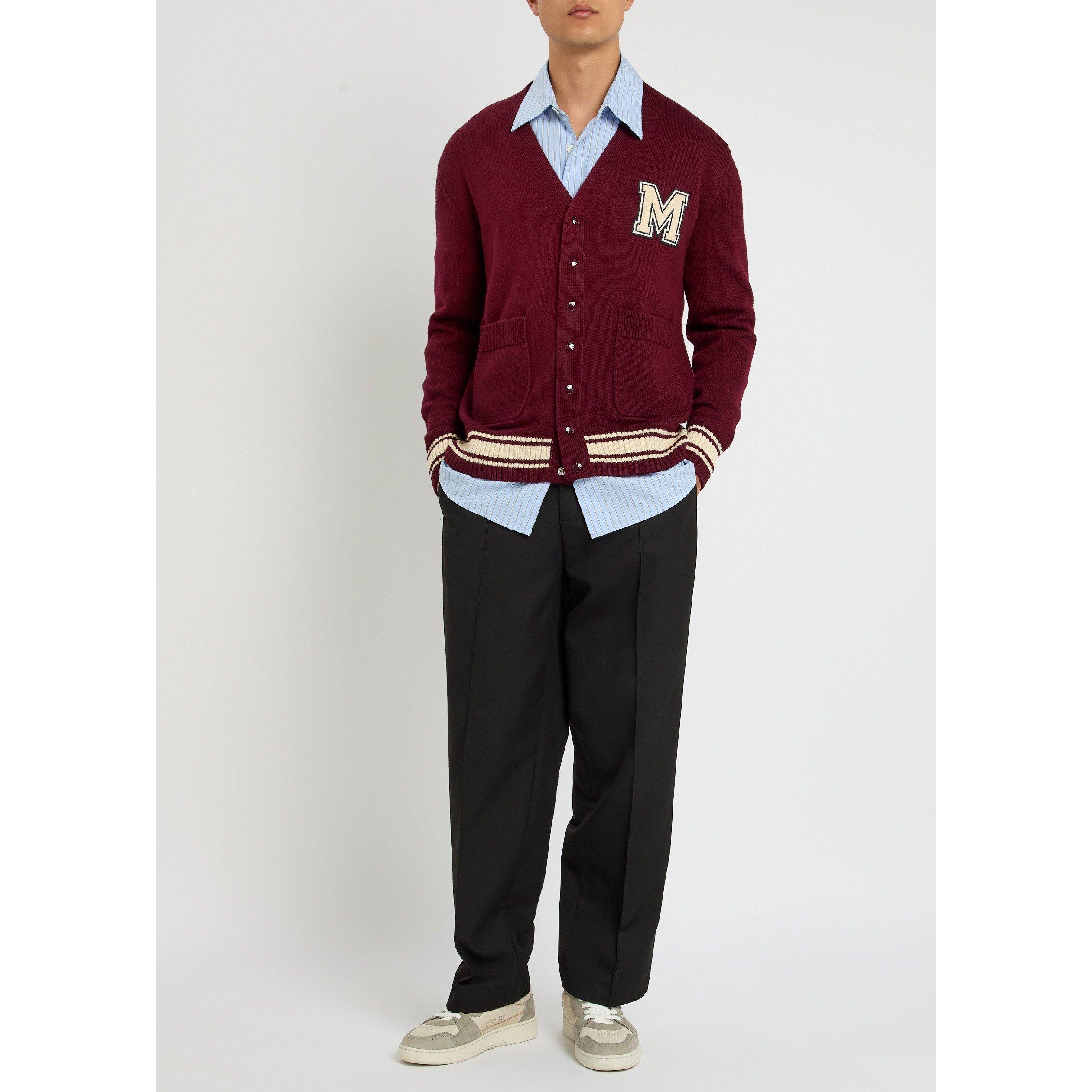 BURGUNDY - Moncler - Men's Virgin Wool Logo Cardigan - 5