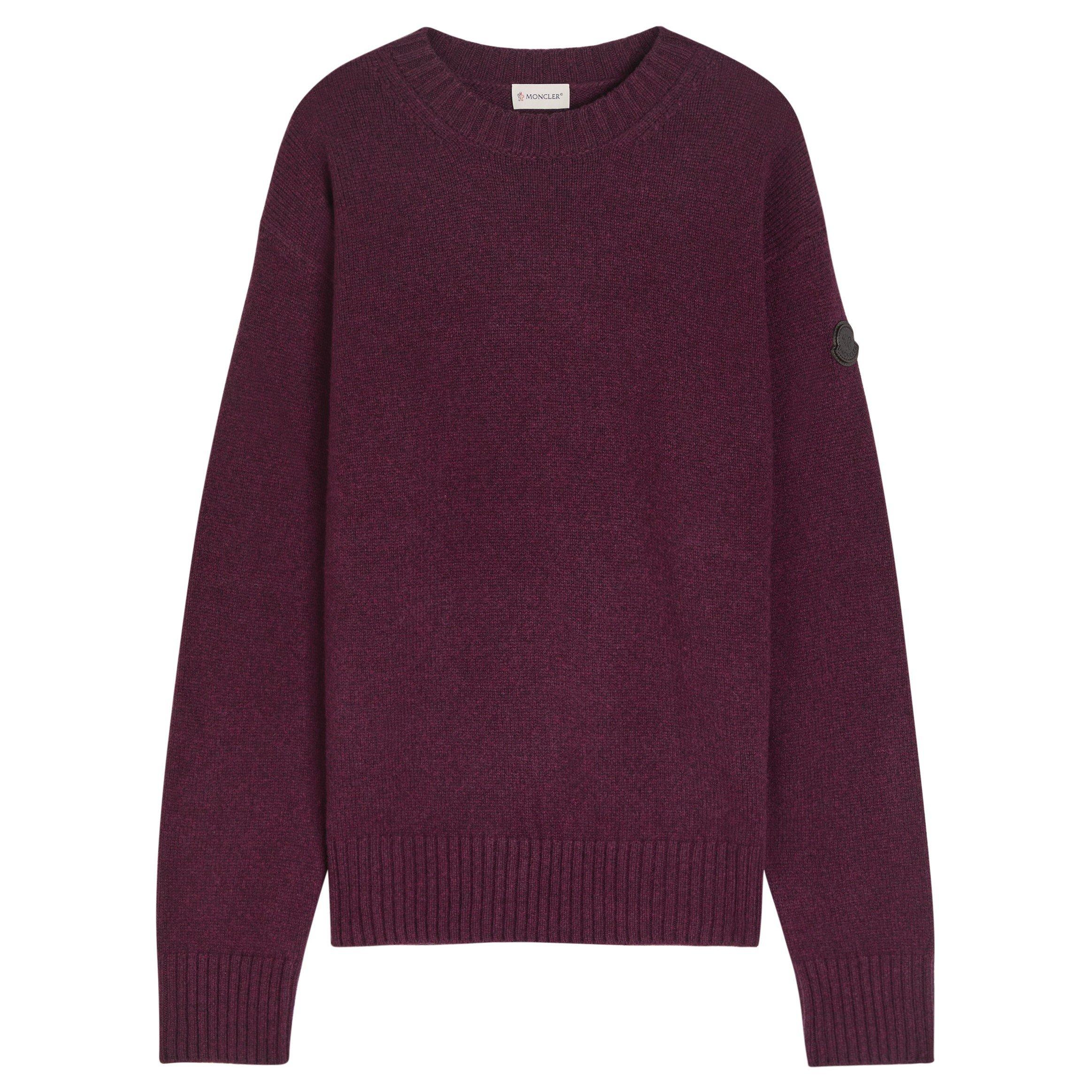 PURPLE - Moncler - Men's Mon Badge Wool Crew-Neck Jumper - 1