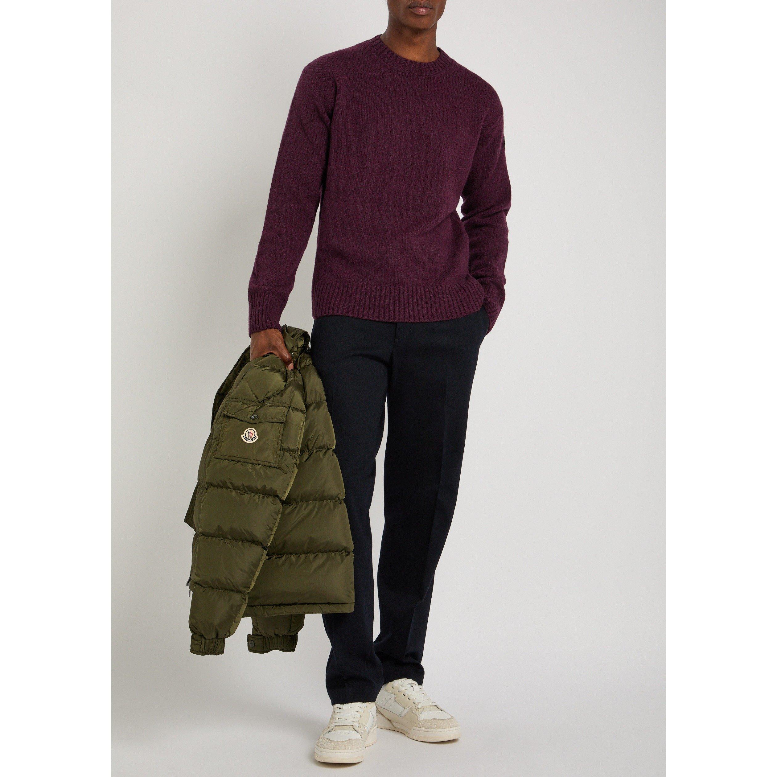 PURPLE - Moncler - Men's Mon Badge Wool Crew-Neck Jumper - 5