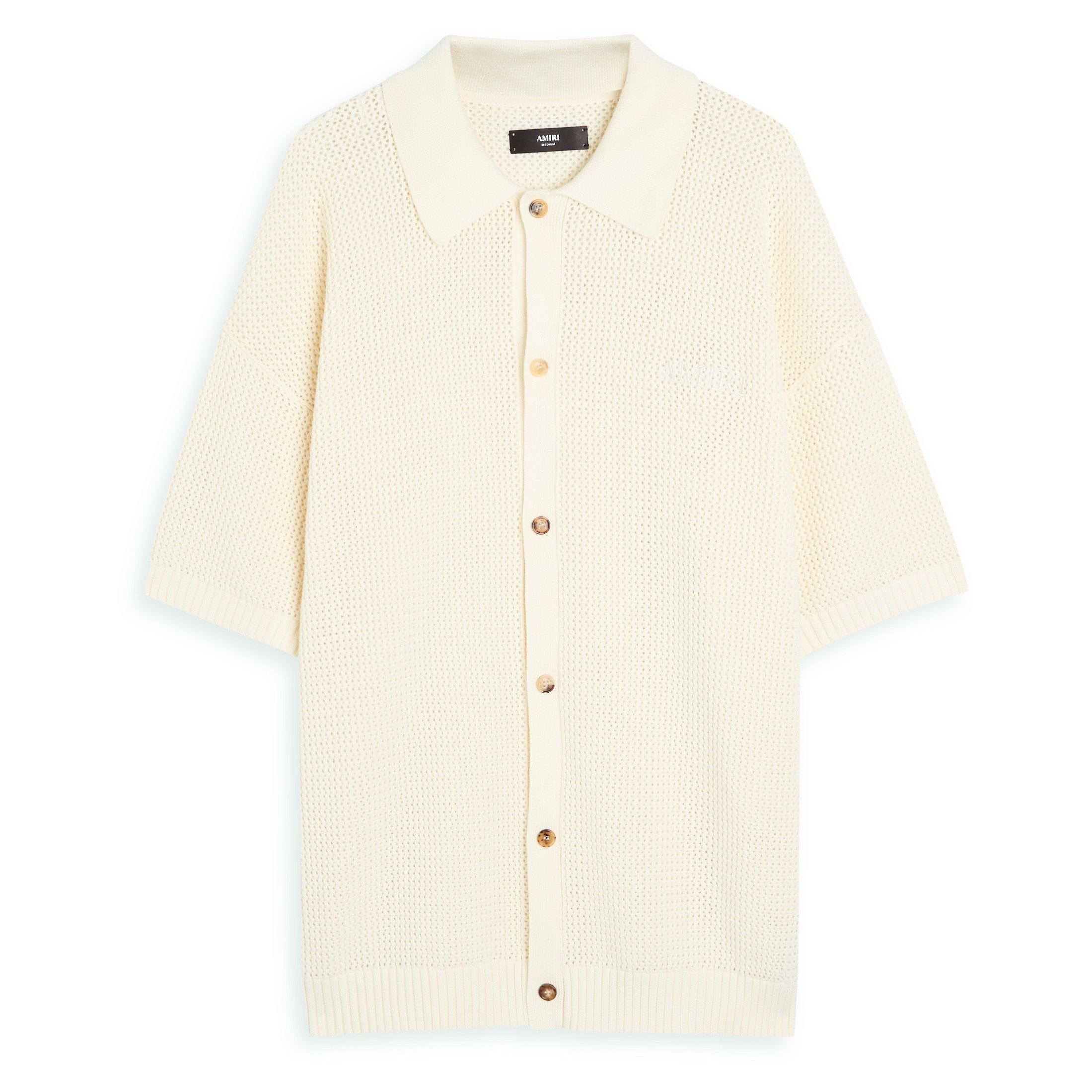 IVORY - Amiri - Men's Crochet Mesh Cotton Short-Sleeve Polo Shirt