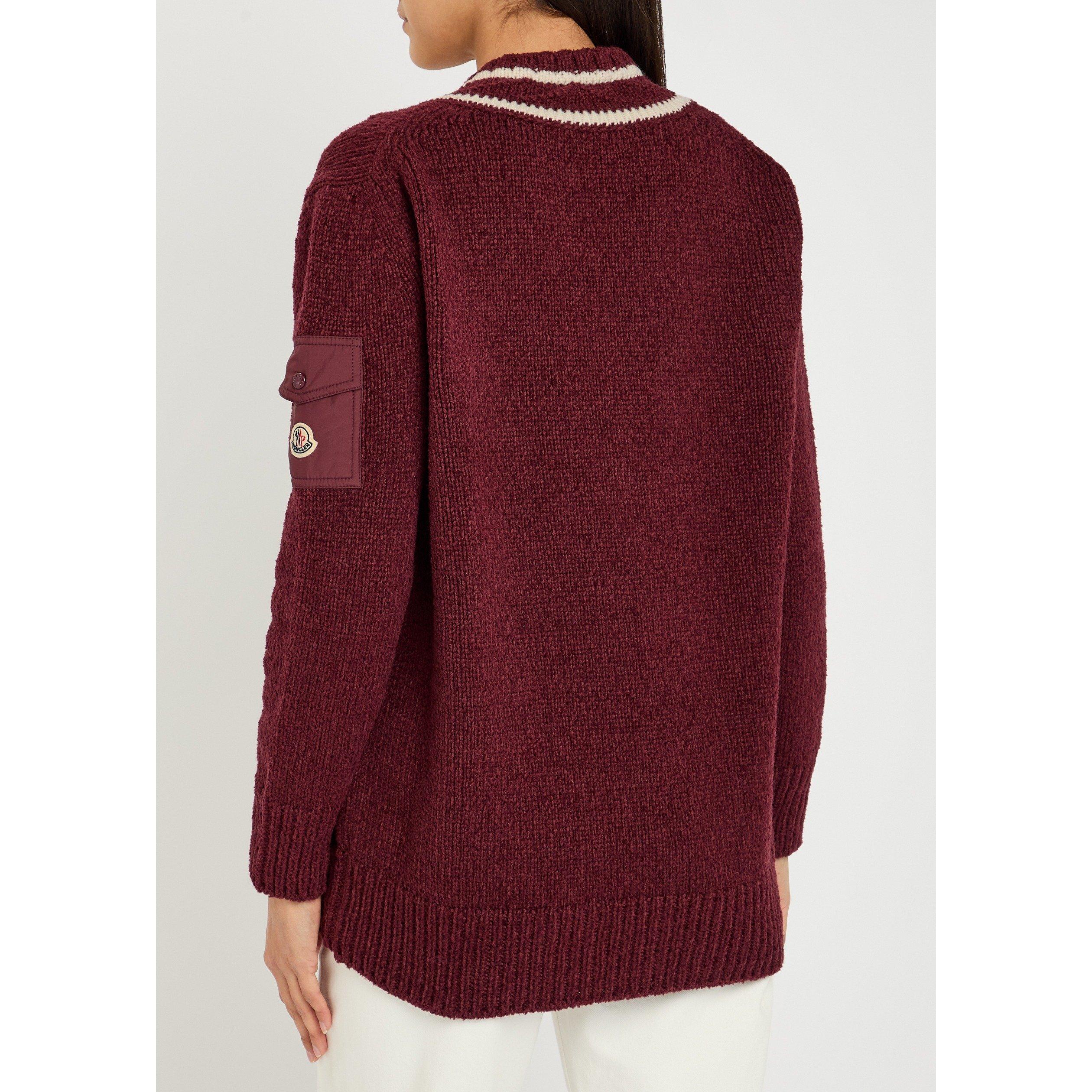 RED DARK - Moncler - V-NECK JERSEY - 3