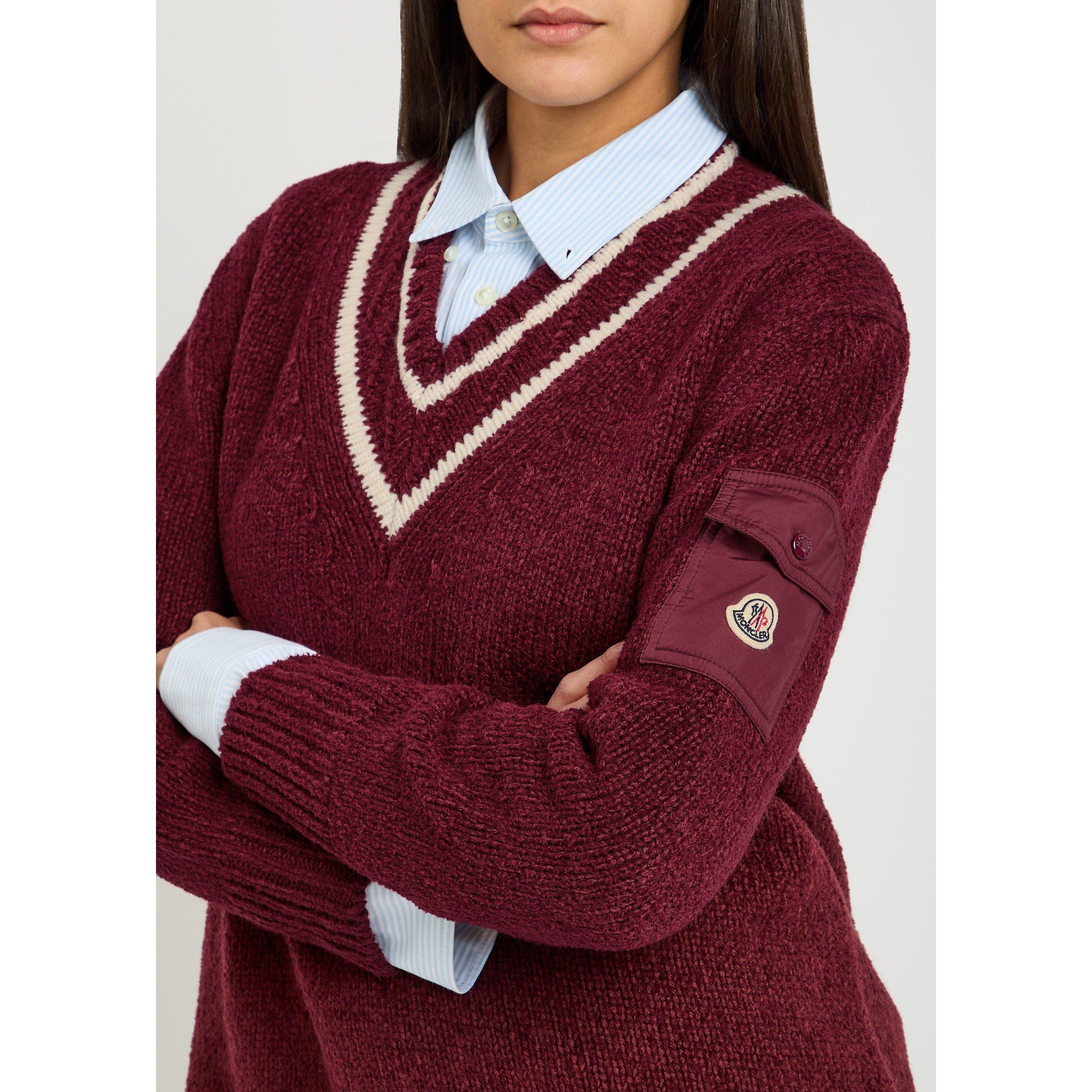 RED DARK - Moncler - V-NECK JERSEY - 4
