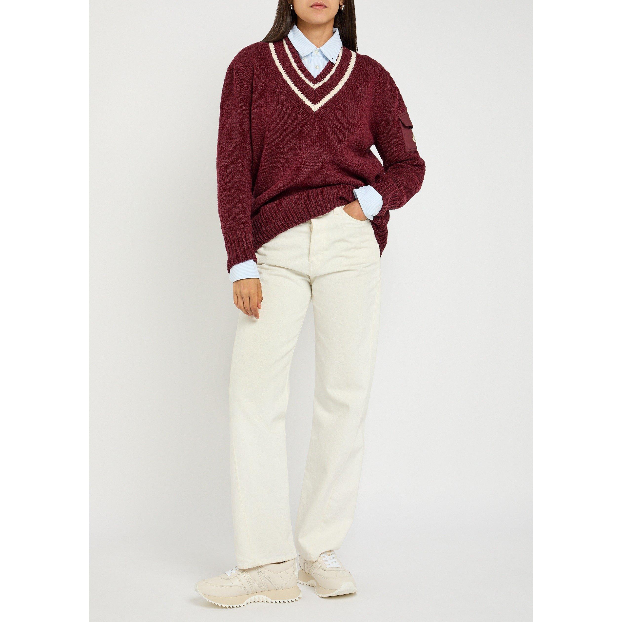 RED DARK - Moncler - V-NECK JERSEY - 5