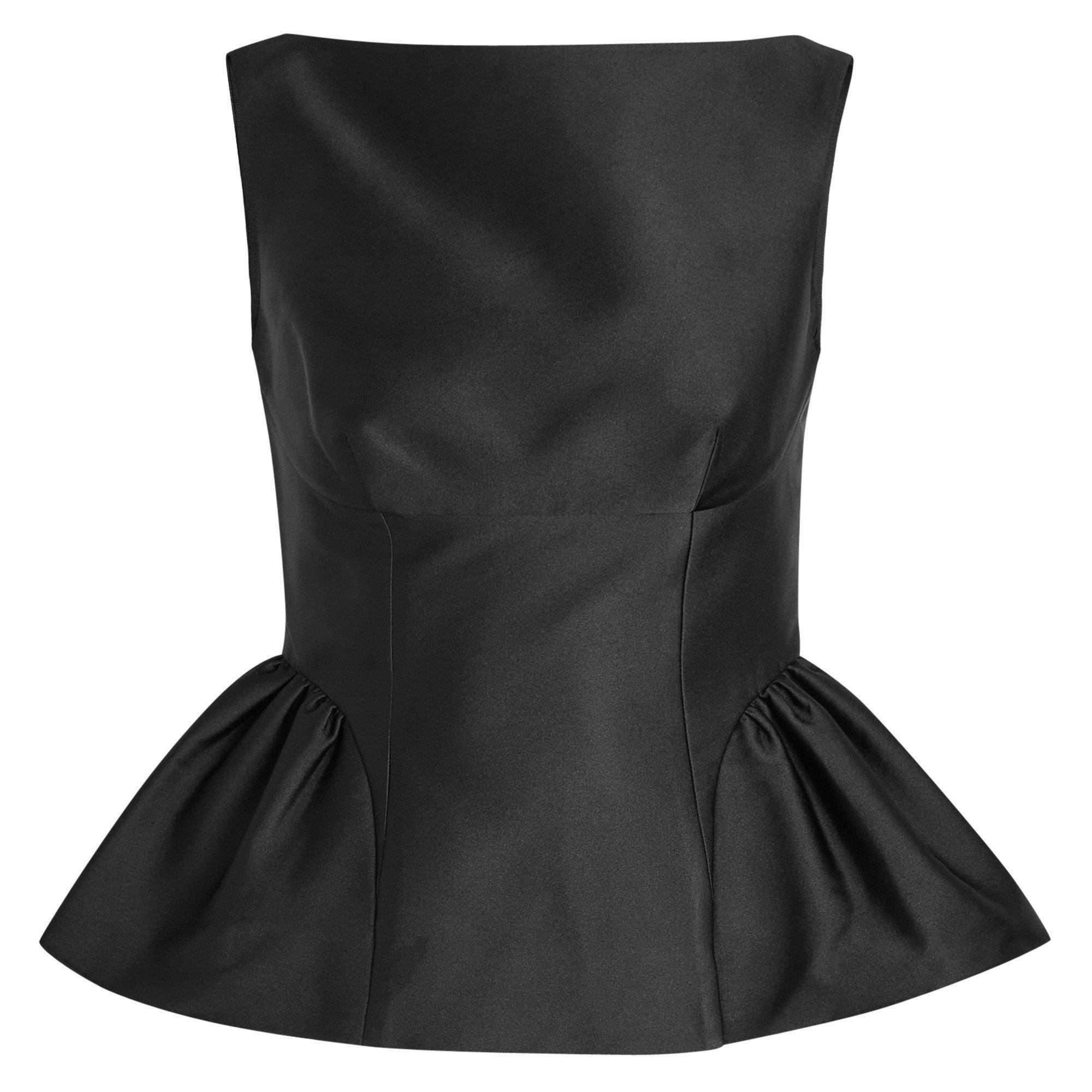 BLACK - Roland Mouret - T SL GATHERED HEM TAFFETA TOP