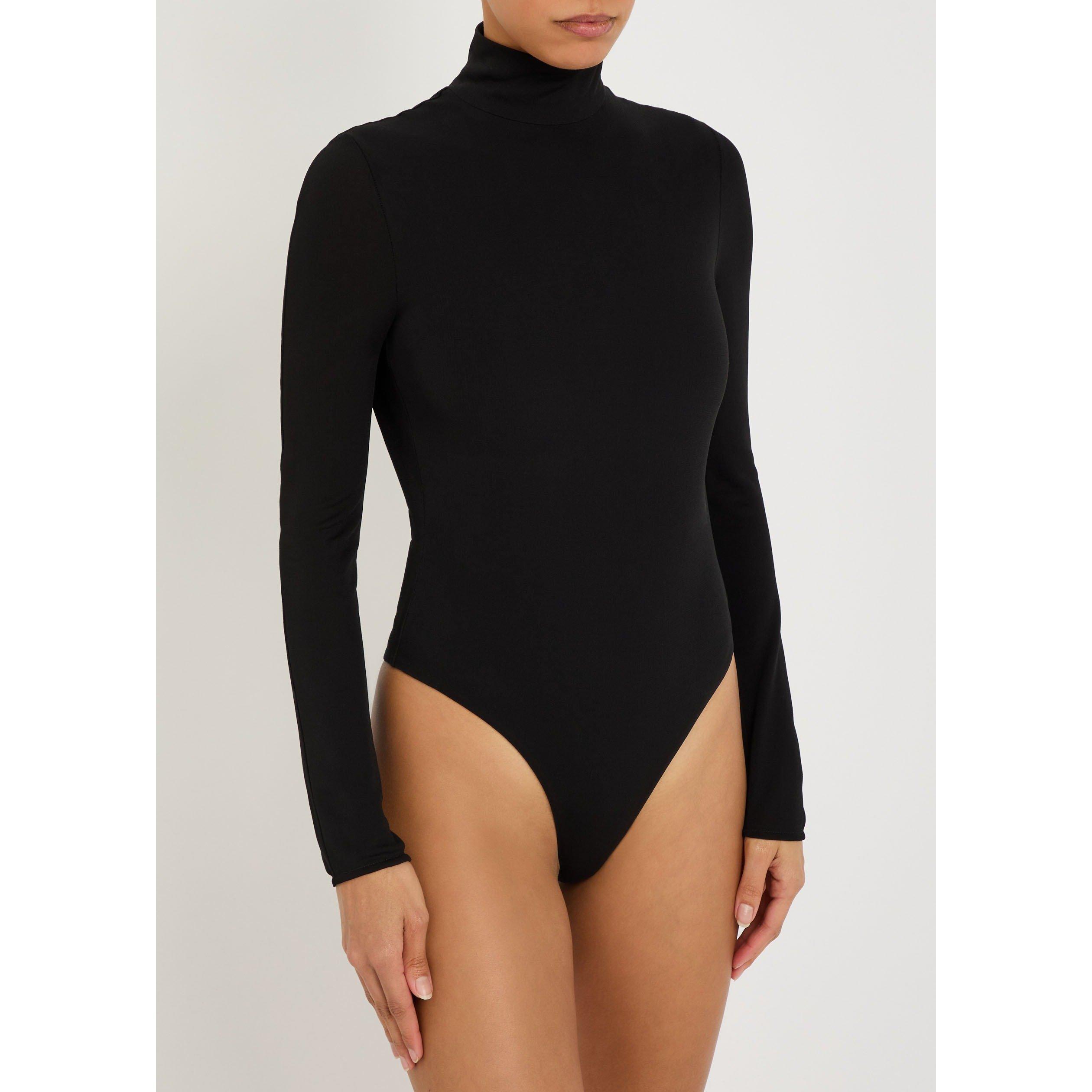 BLACK - Alaia - Women's Heart Viscose Turtle-Neck Bodysuit - 2