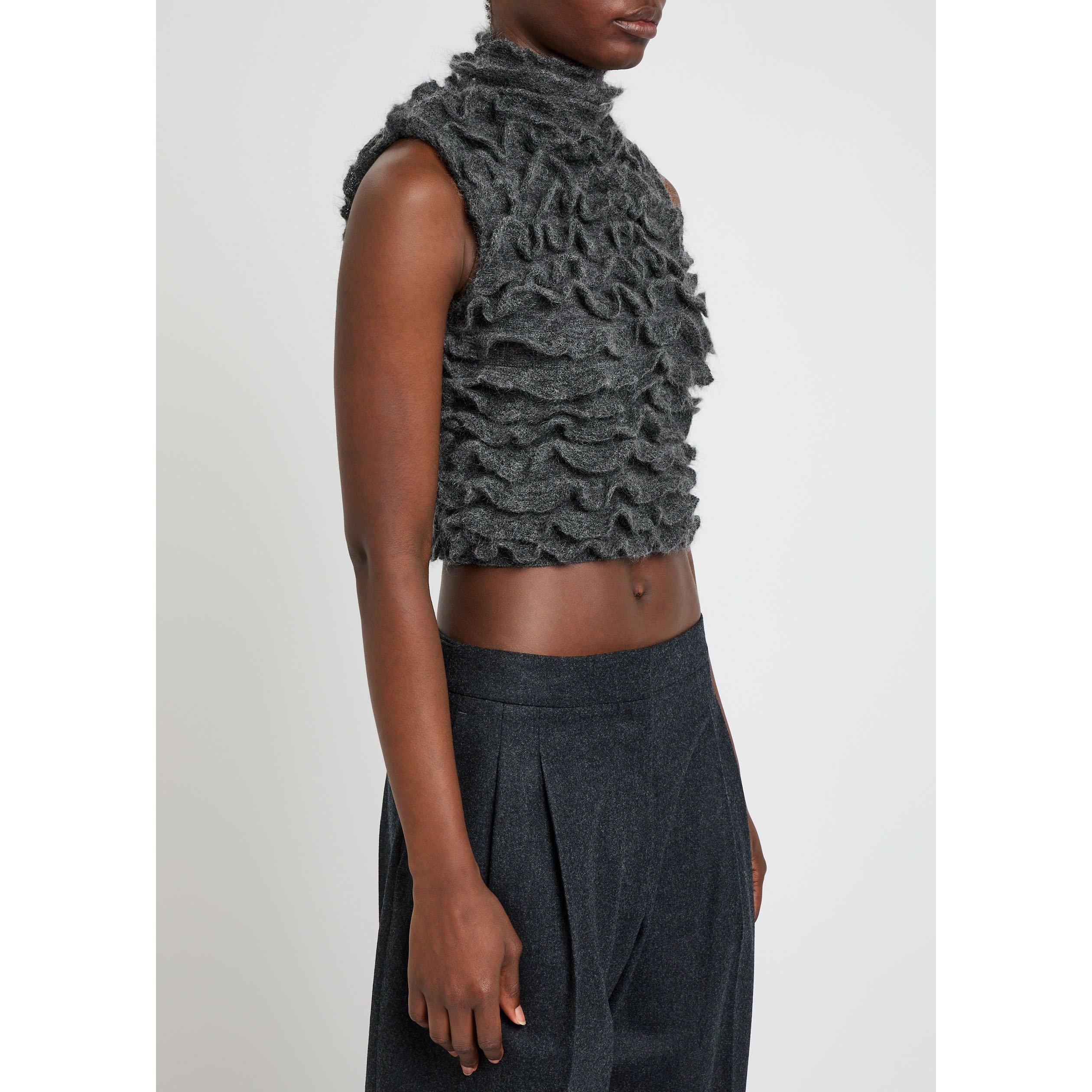 GREY - Alaia - Women's Mohair Halter Vest - 2