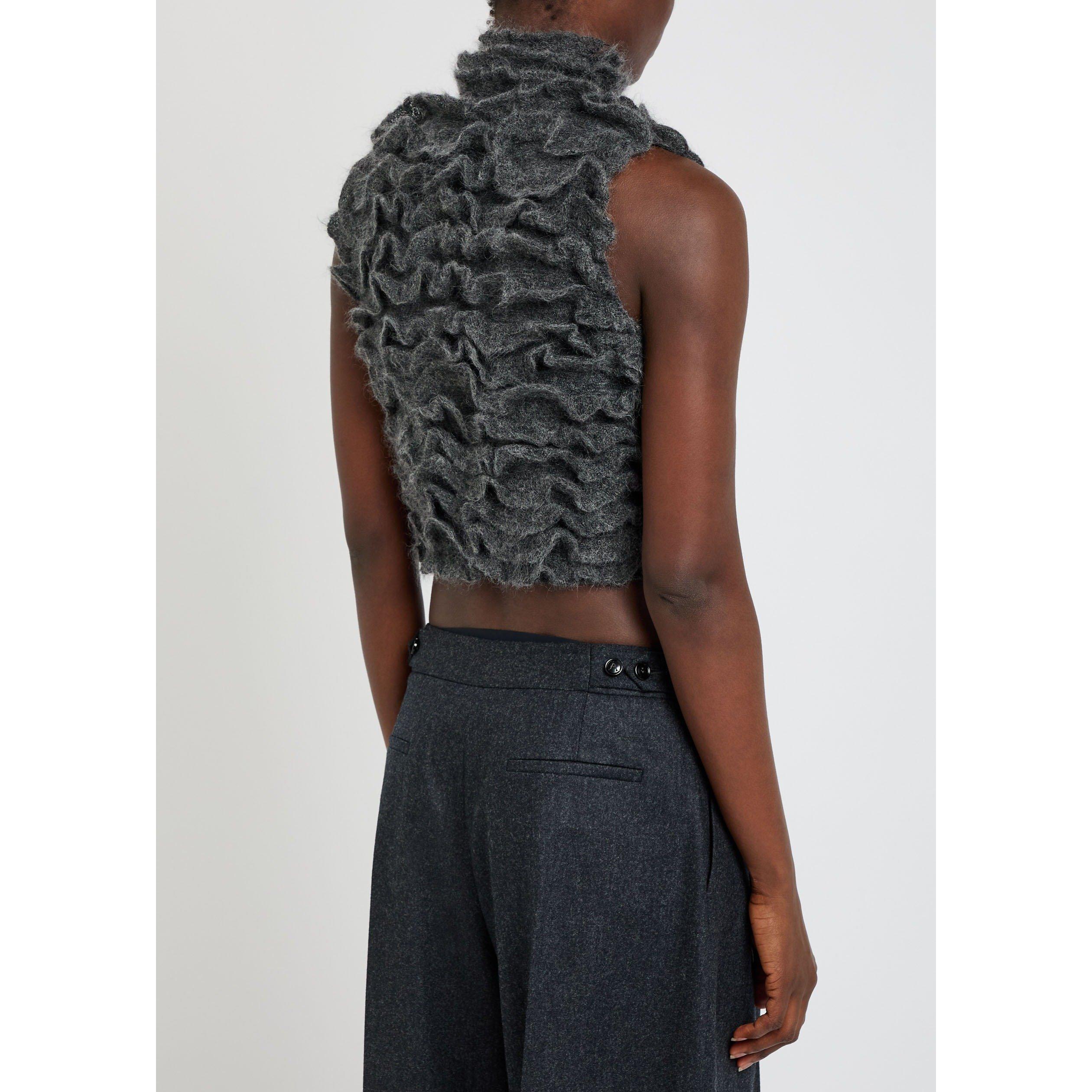GREY - Alaia - Women's Mohair Halter Vest - 3