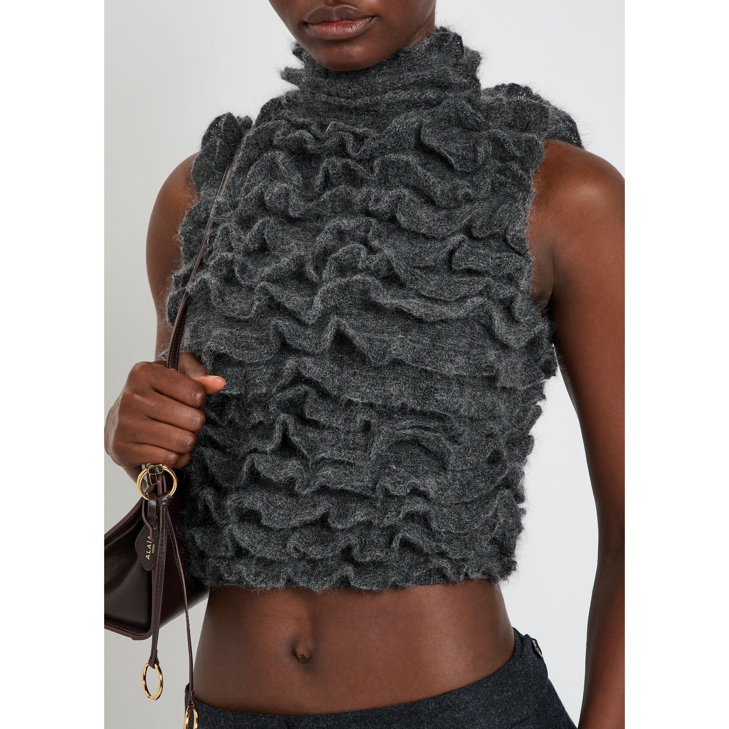 GREY - Alaia - Women's Mohair Halter Vest - 4