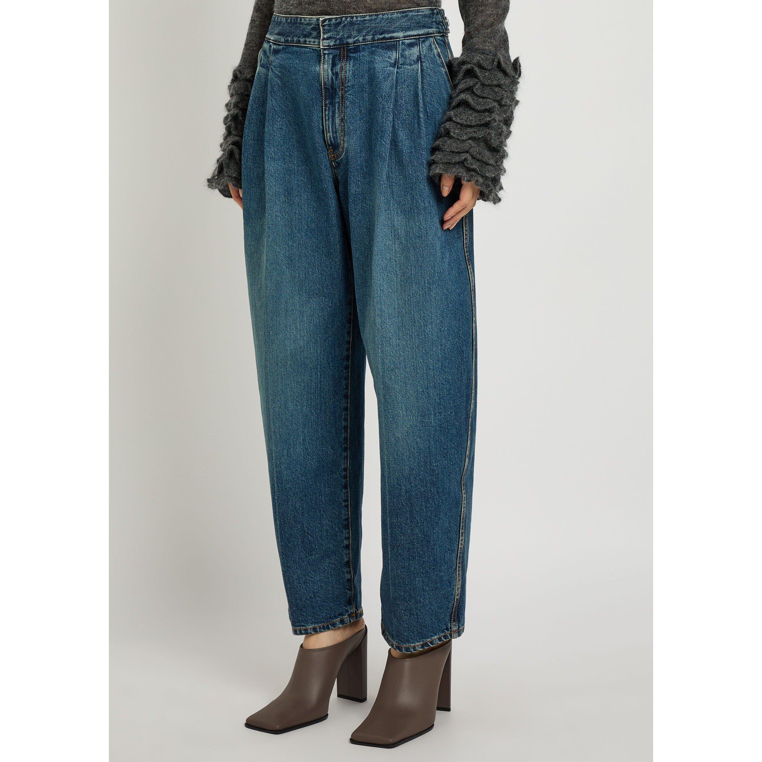DENIM - Alaia - Women's High-Waist Pleated Cotton Wide-Leg Jeans - 2