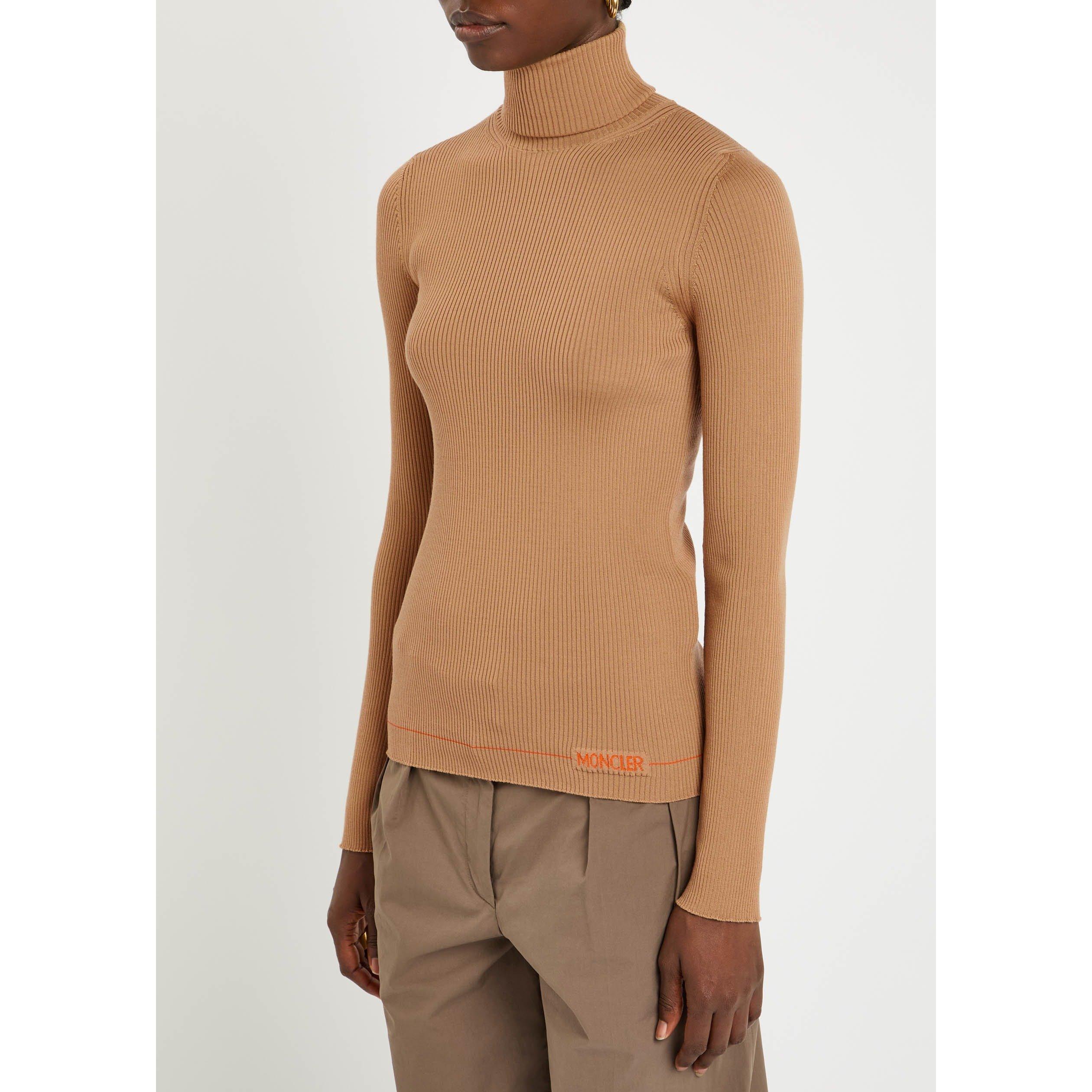 KHAKI - Moncler - Women's Wool Slim-Fit Turtle-Neck Jumper - 2