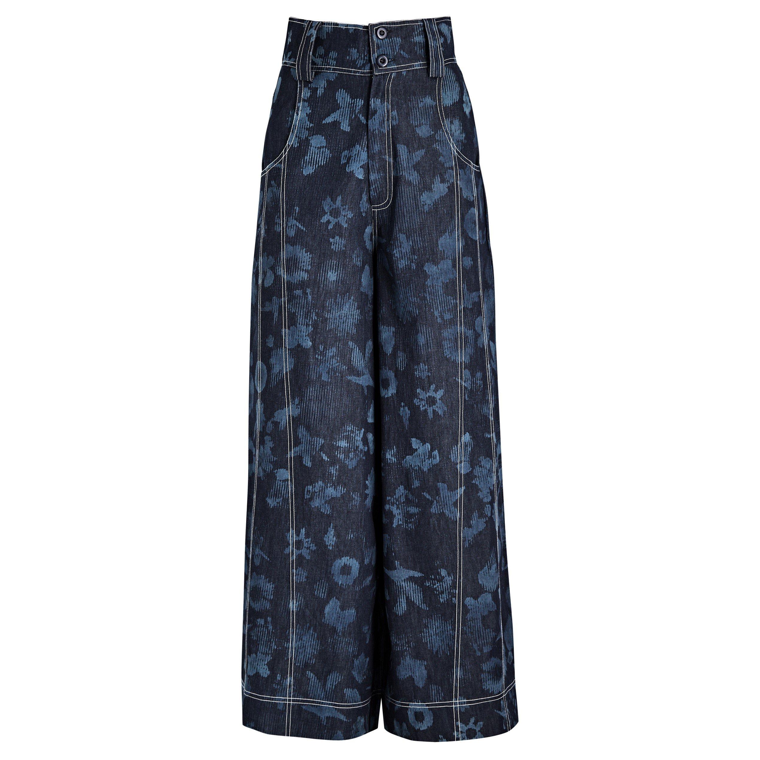 NAVY - Lovebirds - Acid Wash Flower Denim with lo