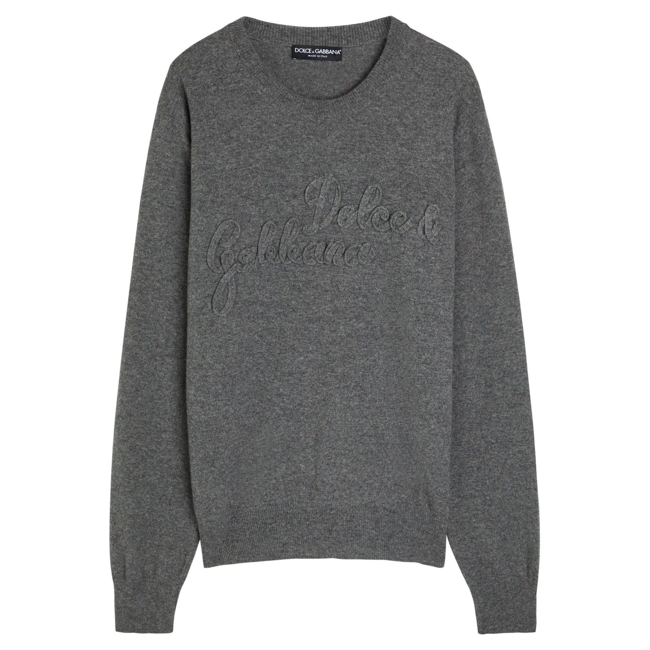 ANTHRACITE - Dolce and Gabbana - DG CLASSIC CREW KNIT