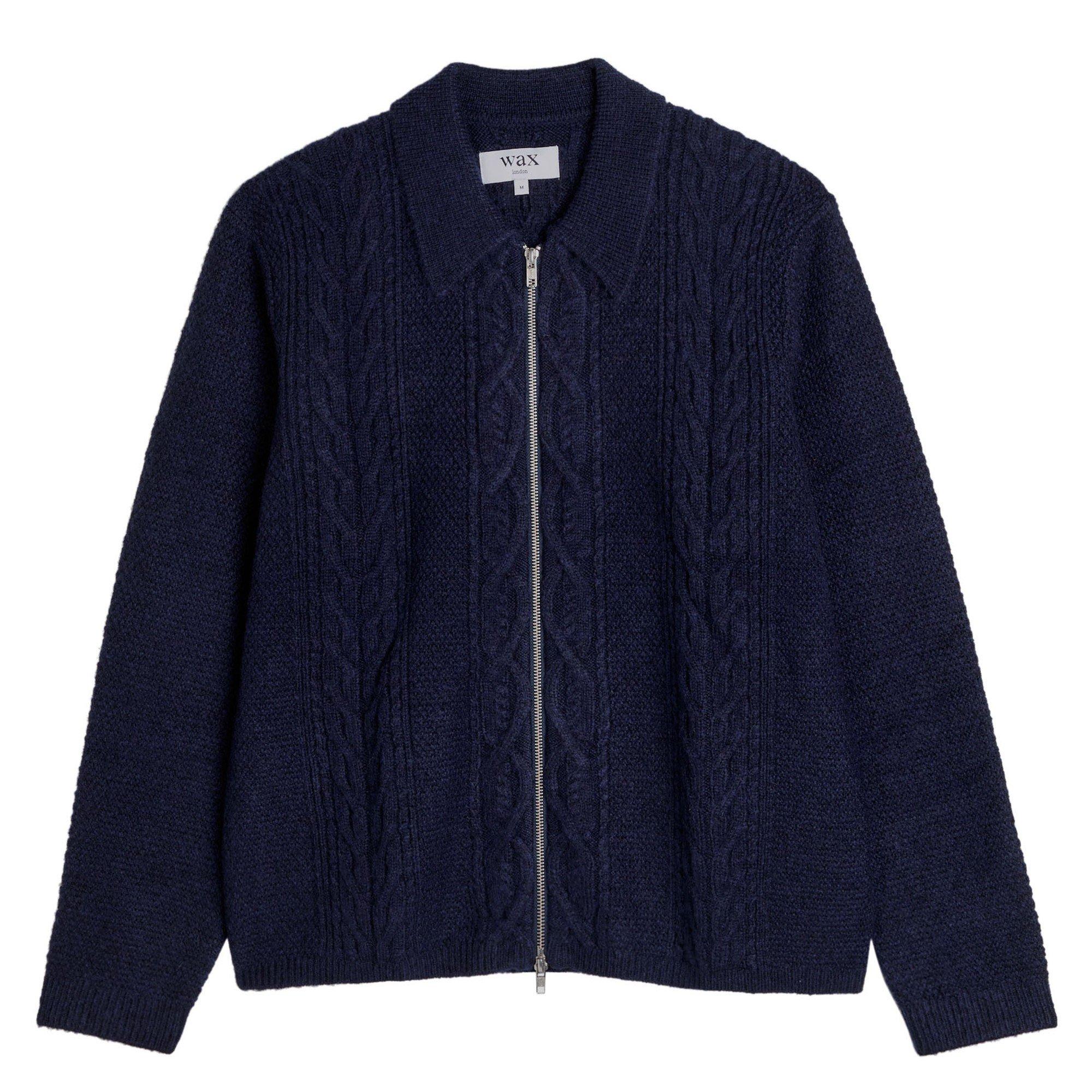 NAVY - Wax London - WAX FRIAR ZIP KNIT JKT