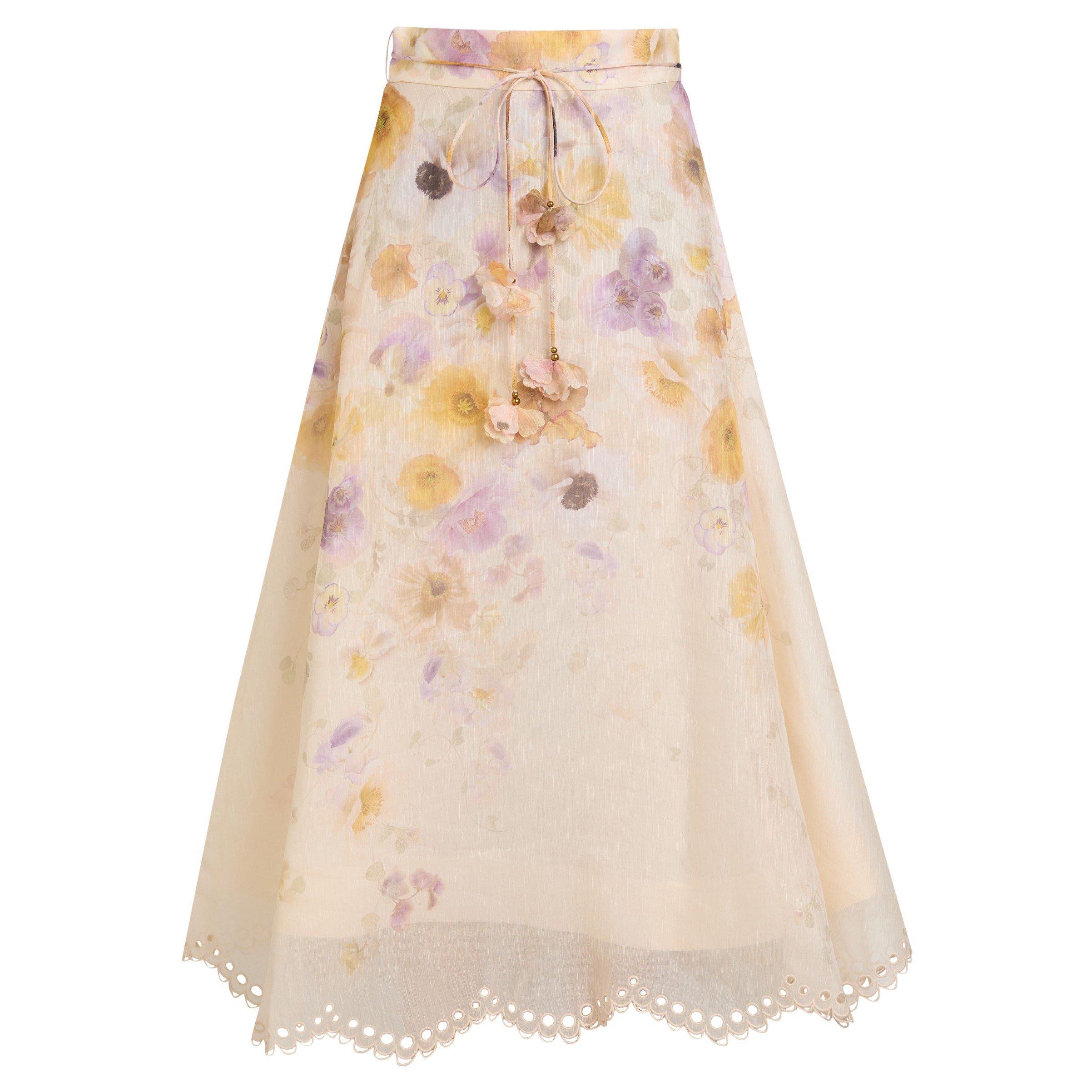 MULTI FLORAL - Zimmermann - MEMENTO EMBROIDERED MIDI SKIRT
