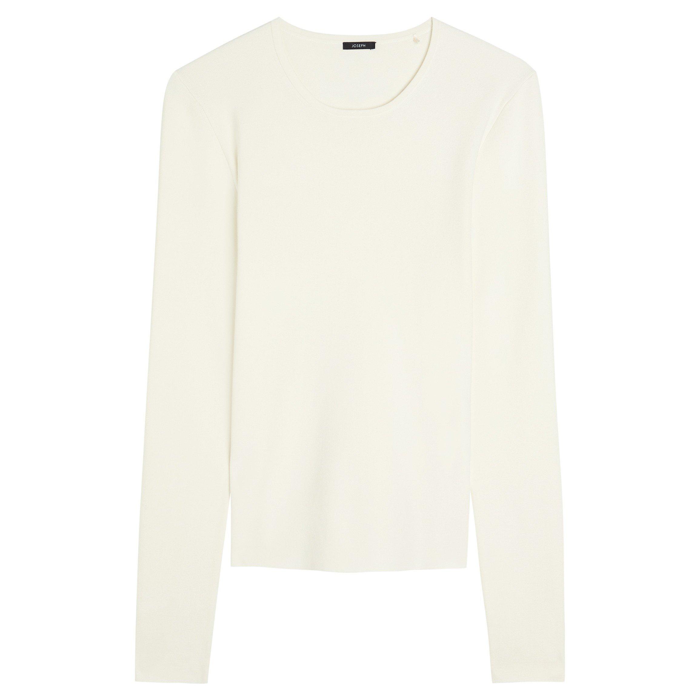 IVORY - Joseph - Women's Silk Long-Sleeve Slim-Fit Crew-Neck Jumper - 1