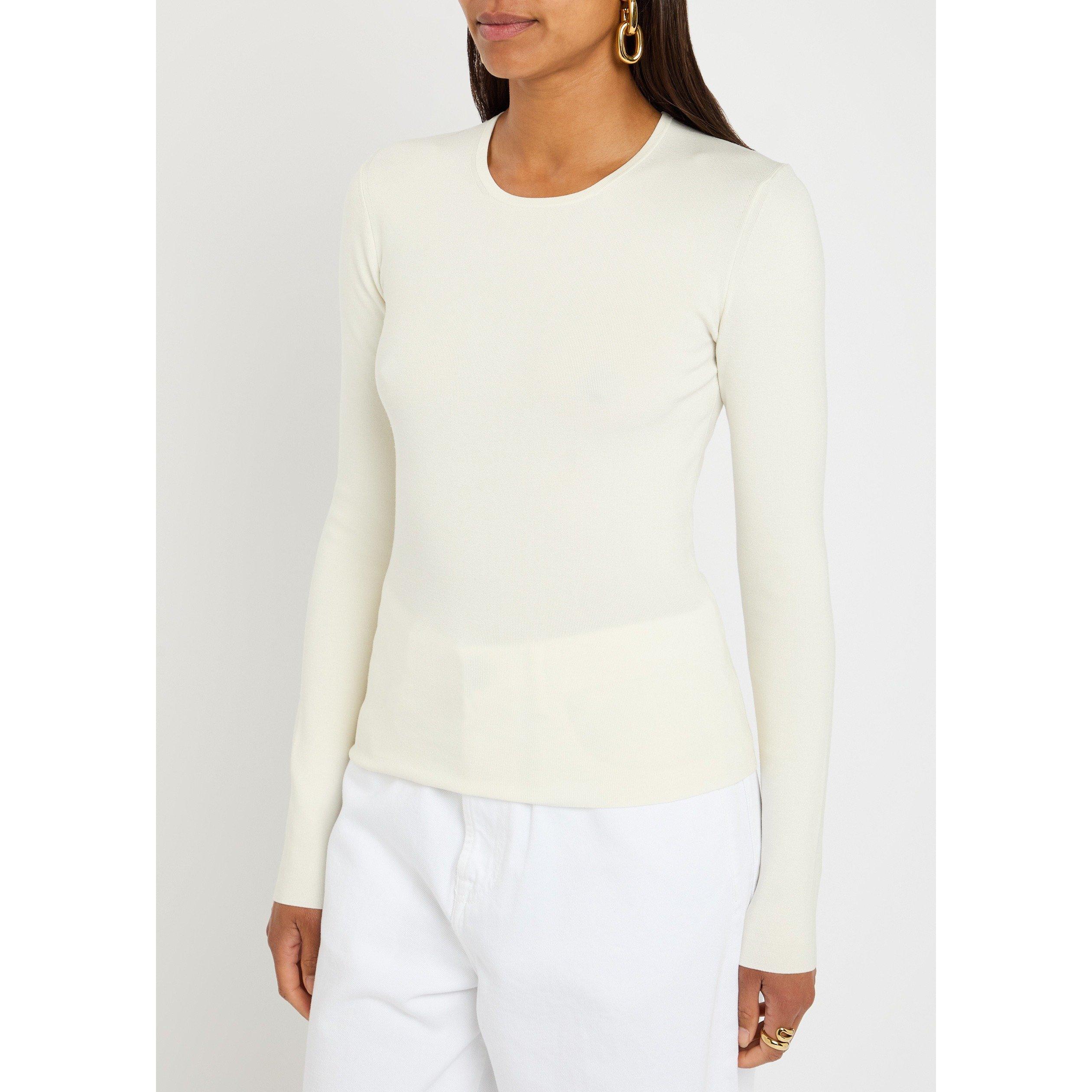 IVORY - Joseph - Women's Silk Long-Sleeve Slim-Fit Crew-Neck Jumper - 2