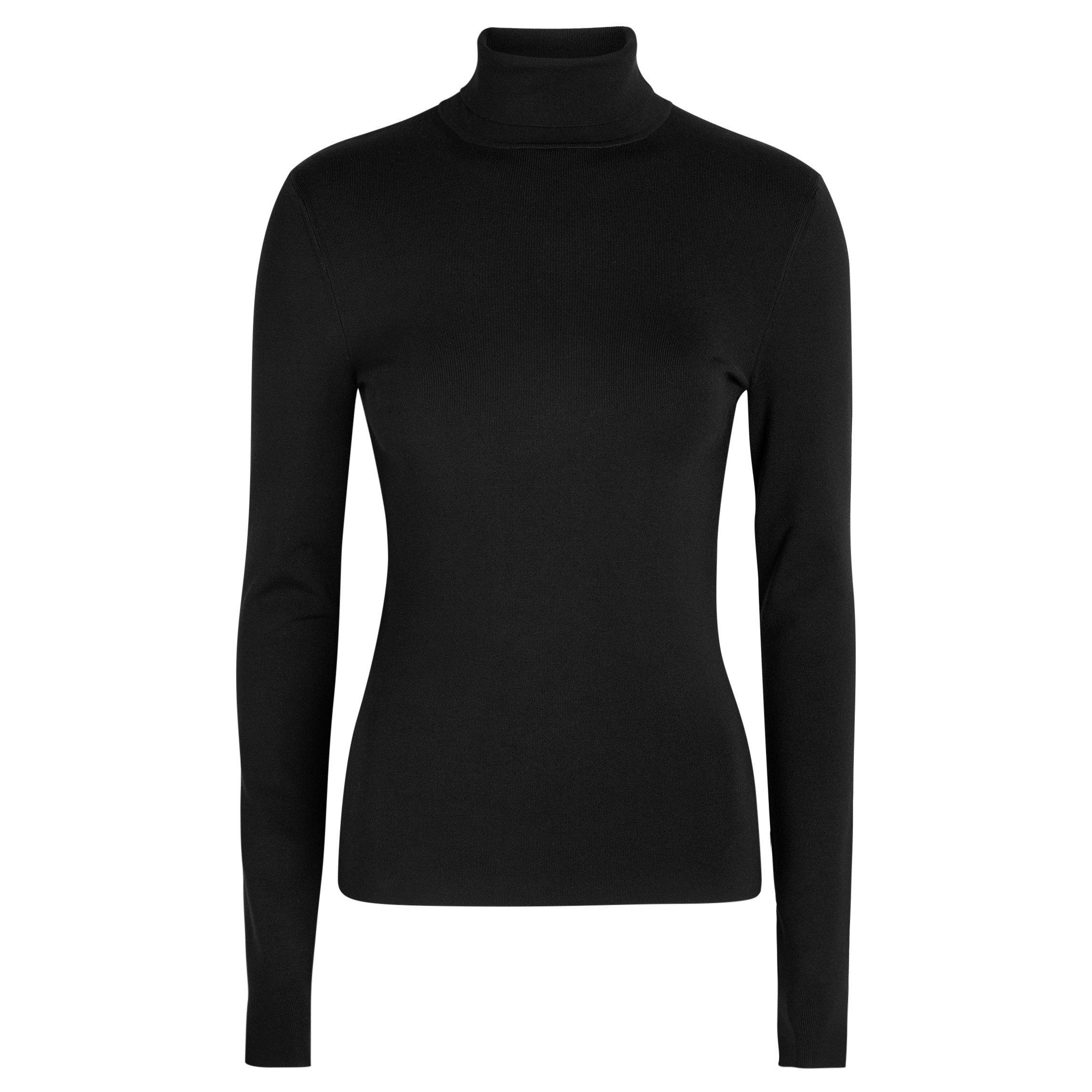 BLACK - Joseph - T TURTLE NK LS SILK STRETCH