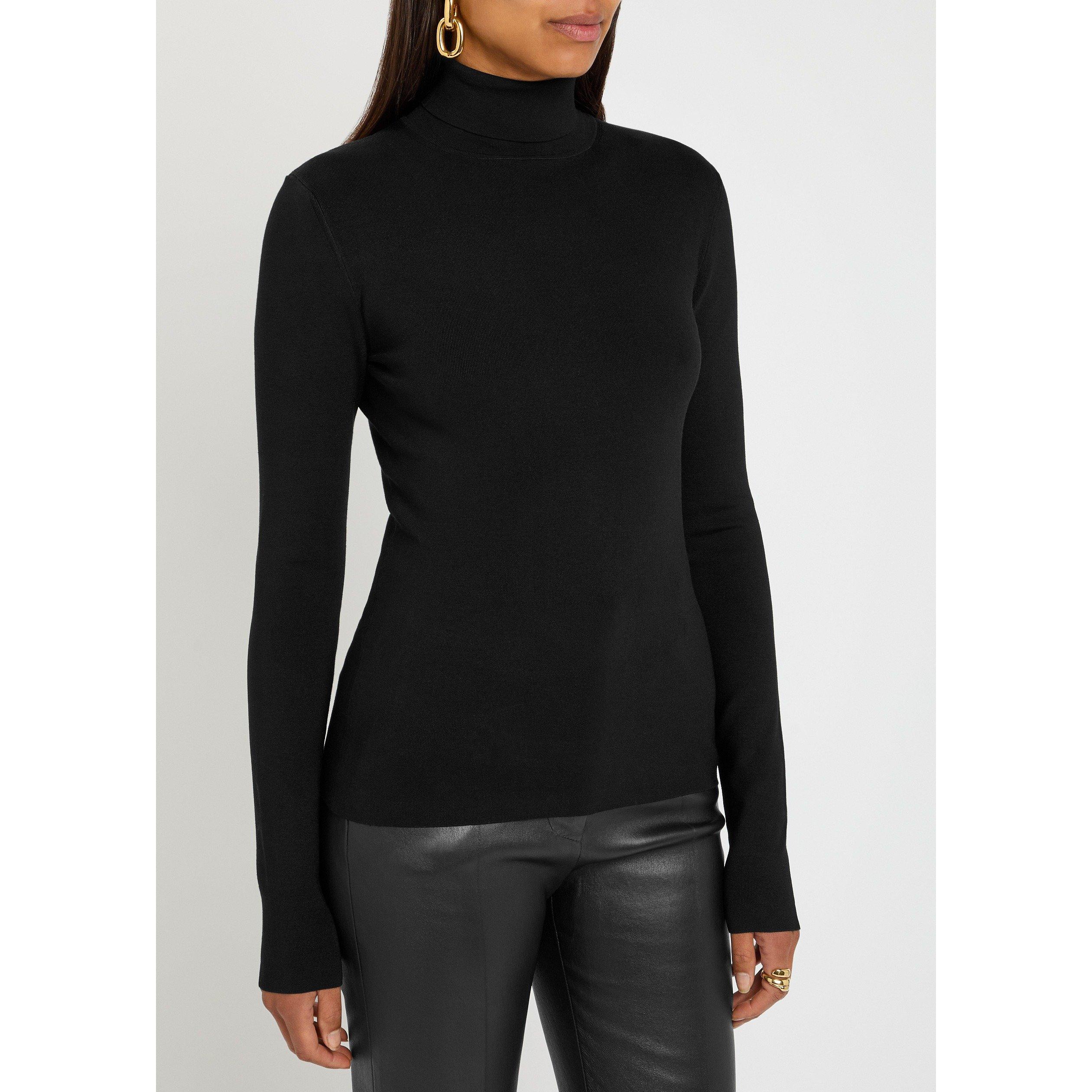 BLACK - Joseph - T TURTLE NK LS SILK STRETCH - 2