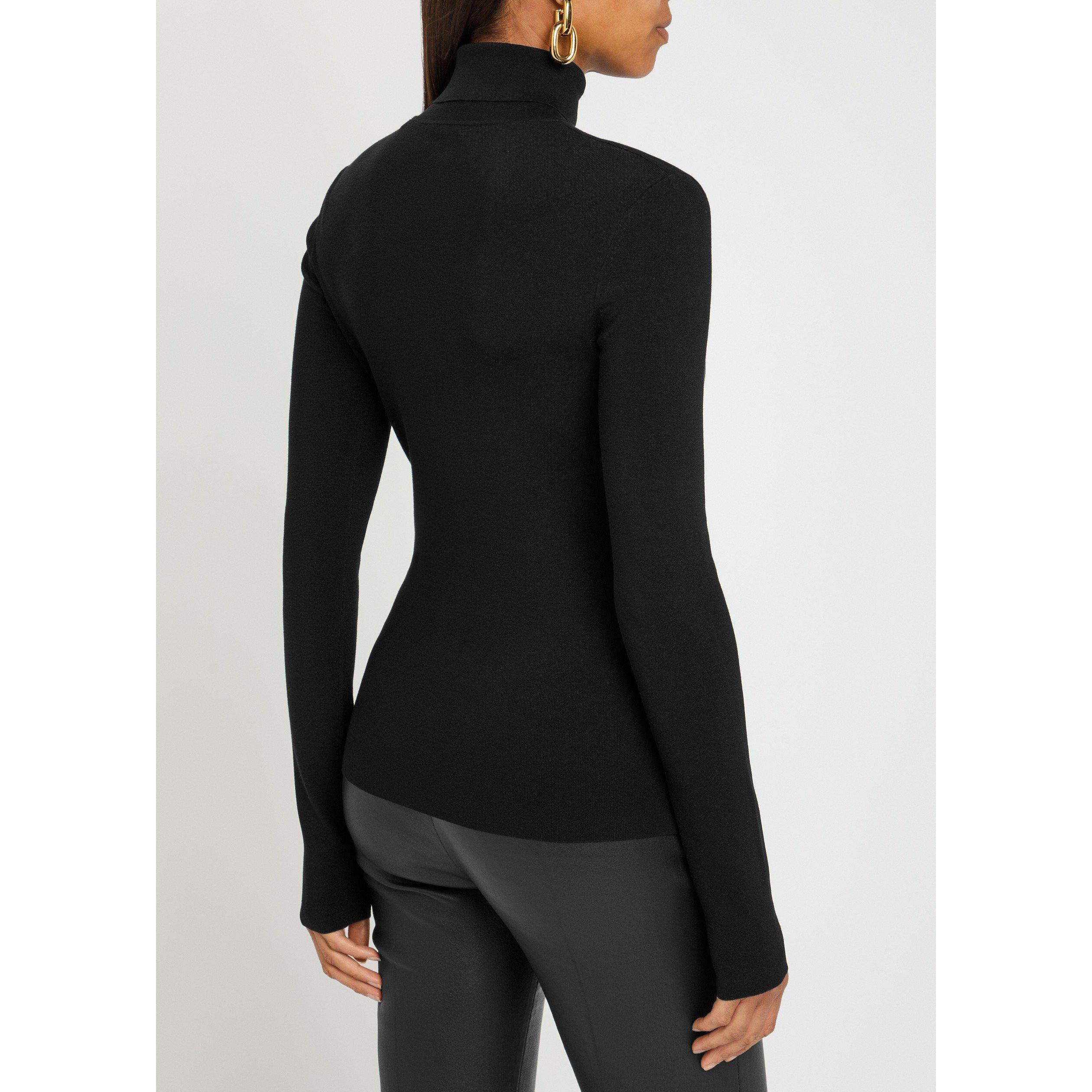 BLACK - Joseph - T TURTLE NK LS SILK STRETCH - 3