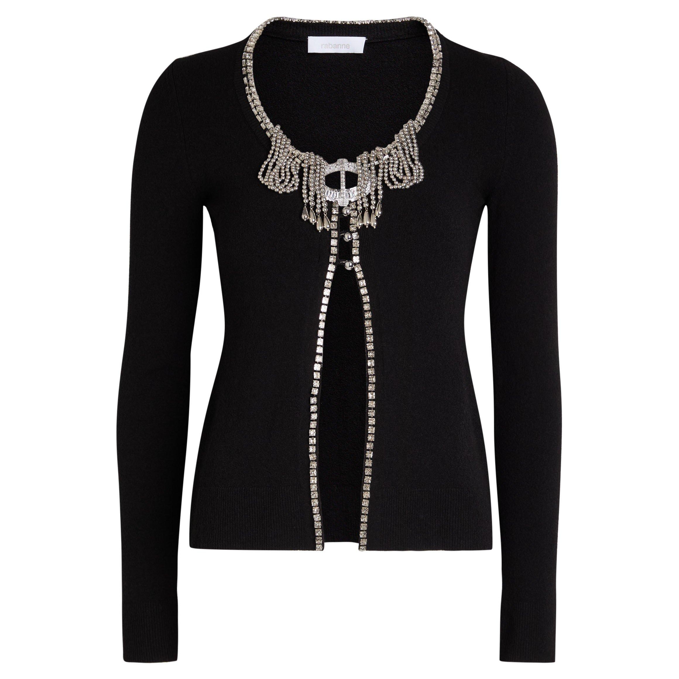 BLACK - Rabanne - LS NECKLACE DETAIL CARDIGAN - 1
