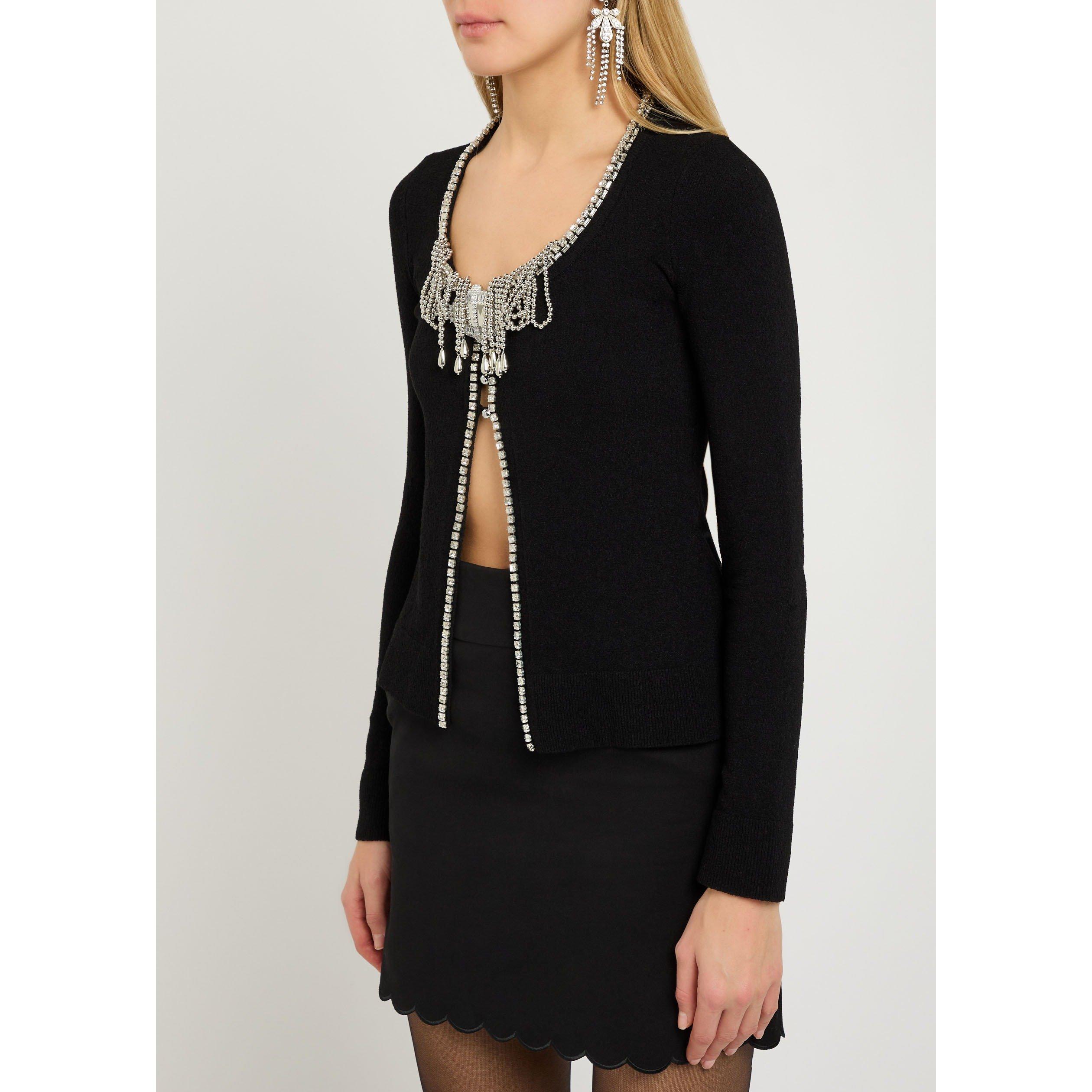 BLACK - Rabanne - LS NECKLACE DETAIL CARDIGAN - 2