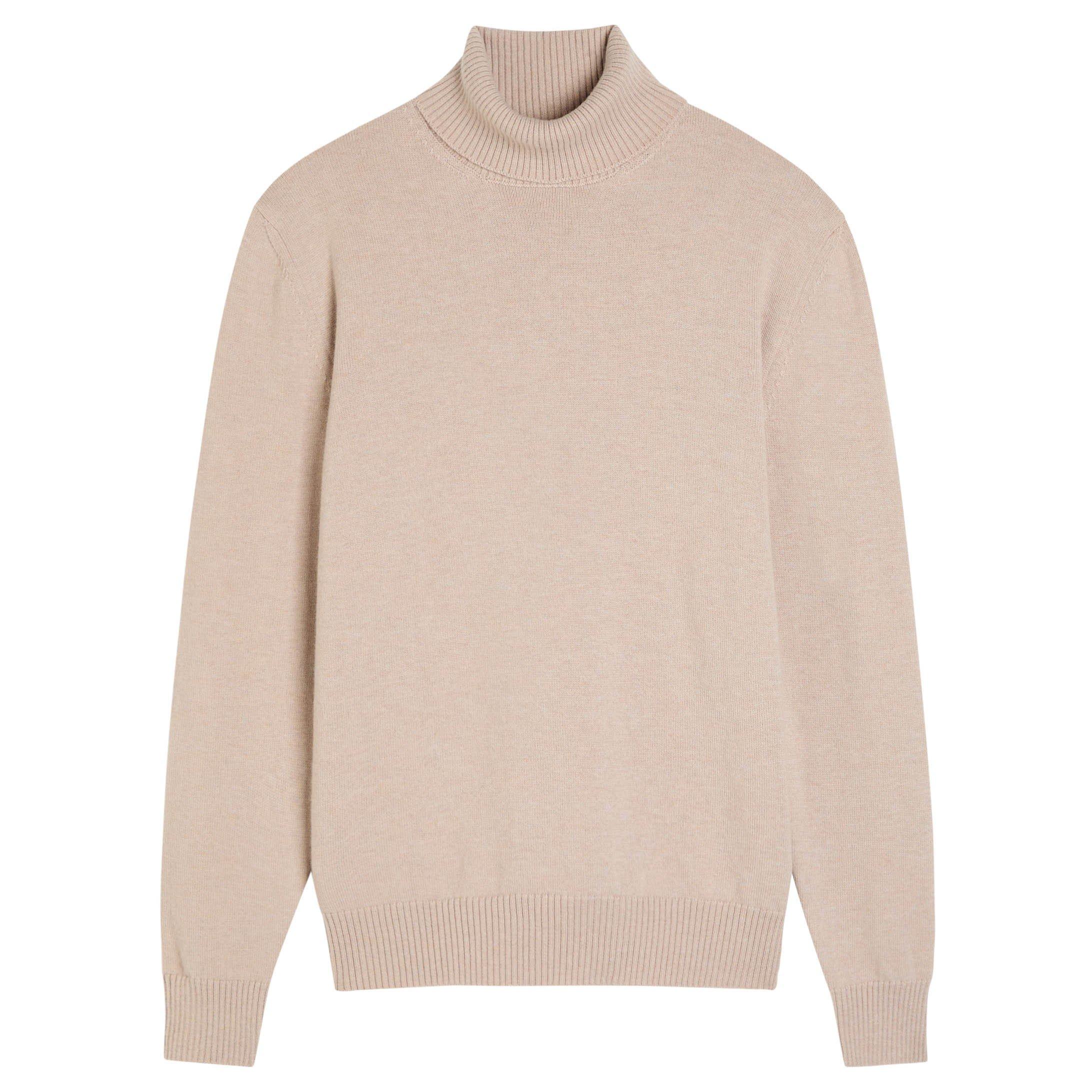 ECRU - Lardini - Men's Wool Slim-Fit Turtle-Neck Jumper