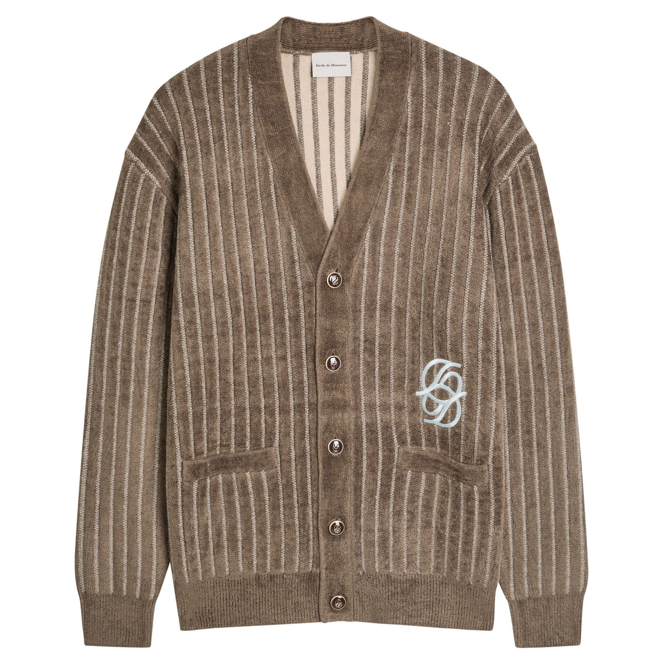 KHAKI - Drole De Monsieur - Men's Mono Striped Cardigan