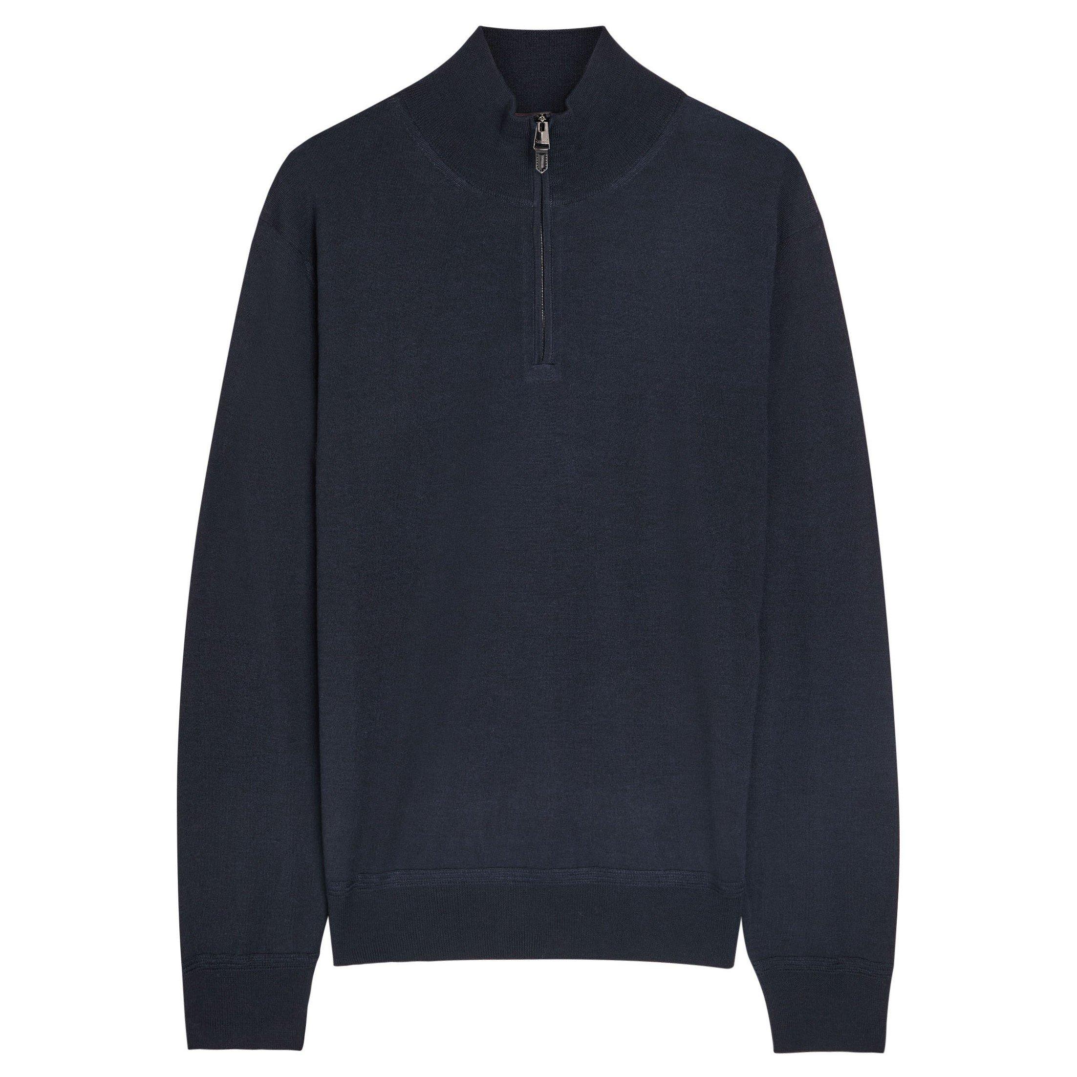 Canali Men's 1/4 Zip Wool Slim-Fit Jumper