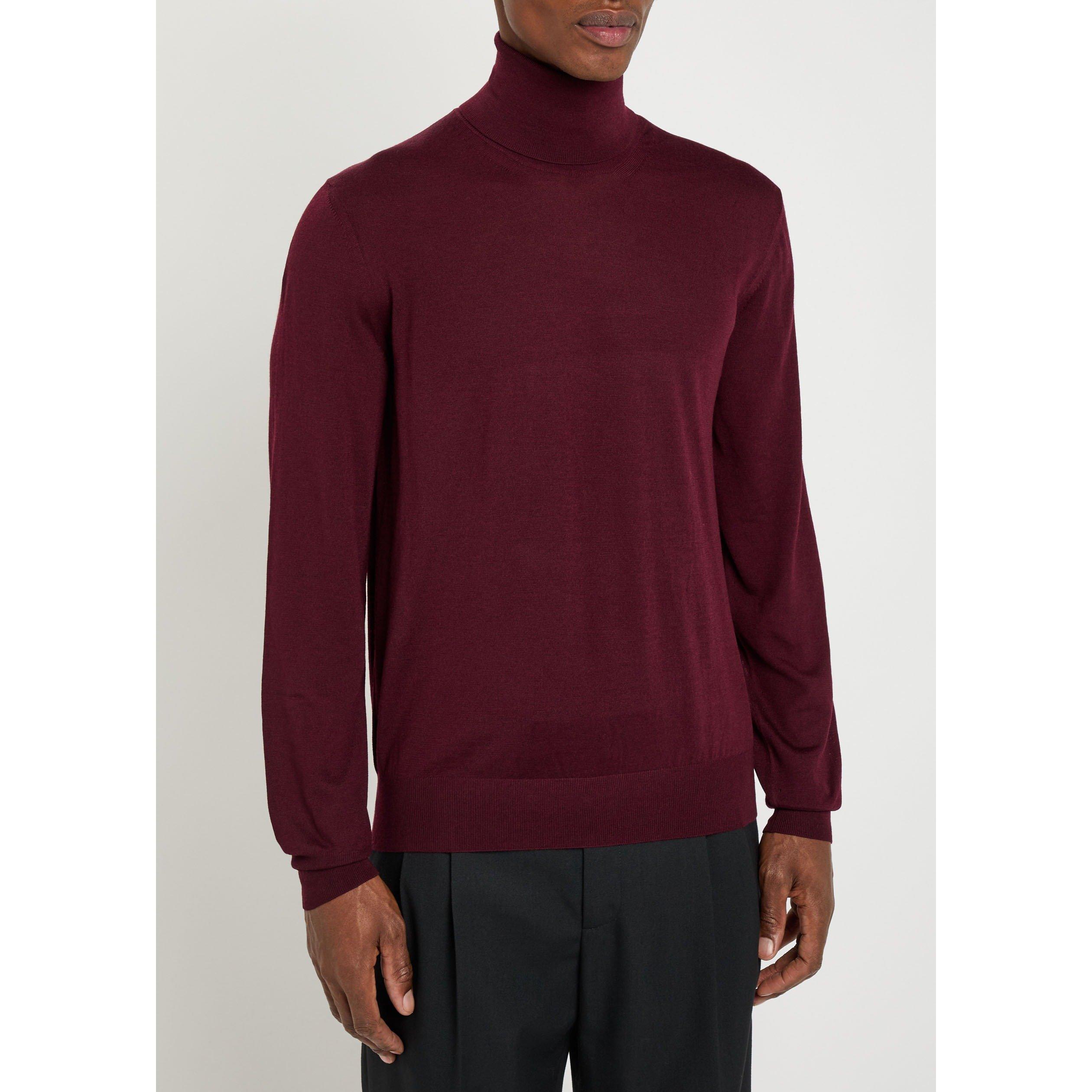 BORDEAUX - Saint Laurent - Men's Wool Turtle-Neck Jumper - 2