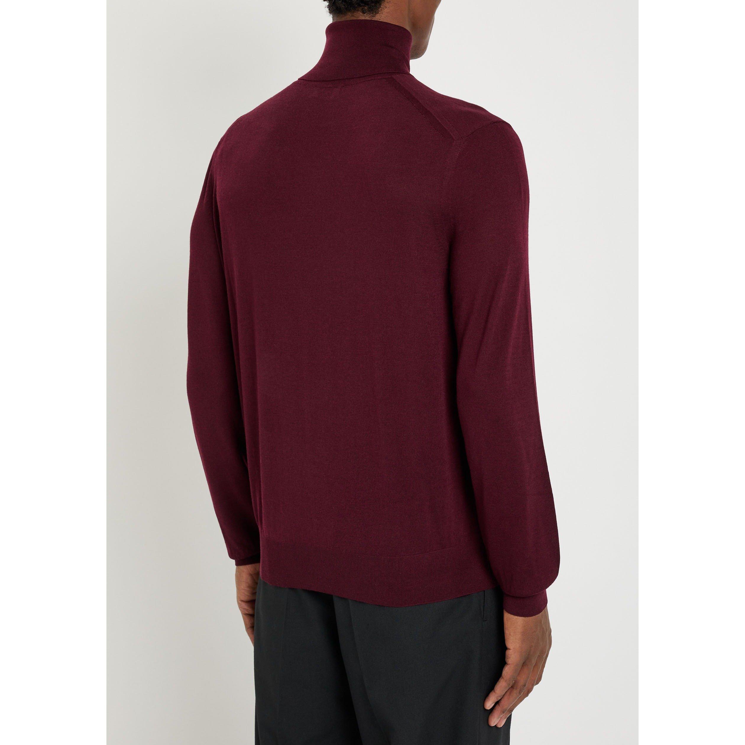 BORDEAUX - Saint Laurent - Men's Wool Turtle-Neck Jumper - 3