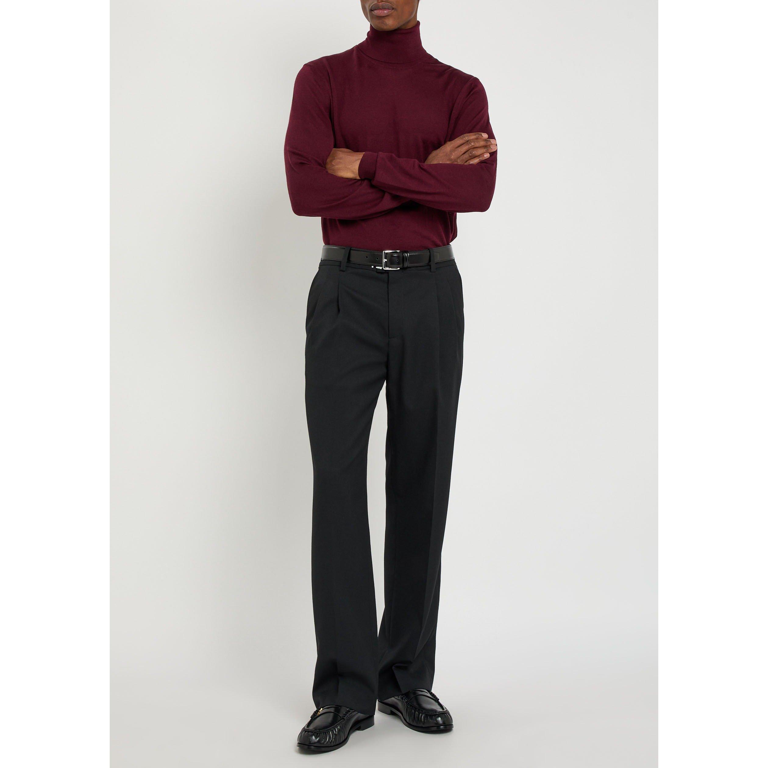 BORDEAUX - Saint Laurent - Men's Wool Turtle-Neck Jumper - 5