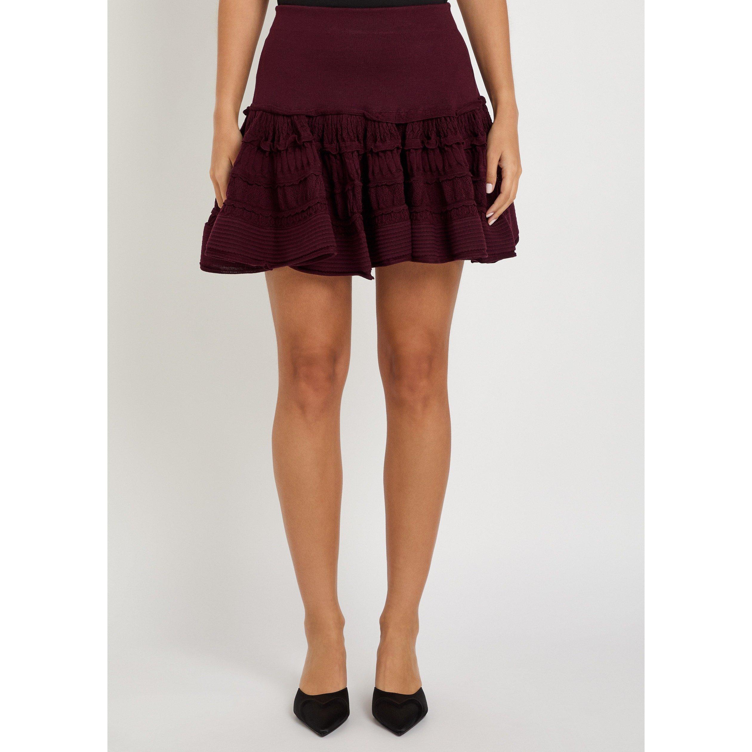 BURGUNDY - Alaia - RUFFLE SKIRT - 2