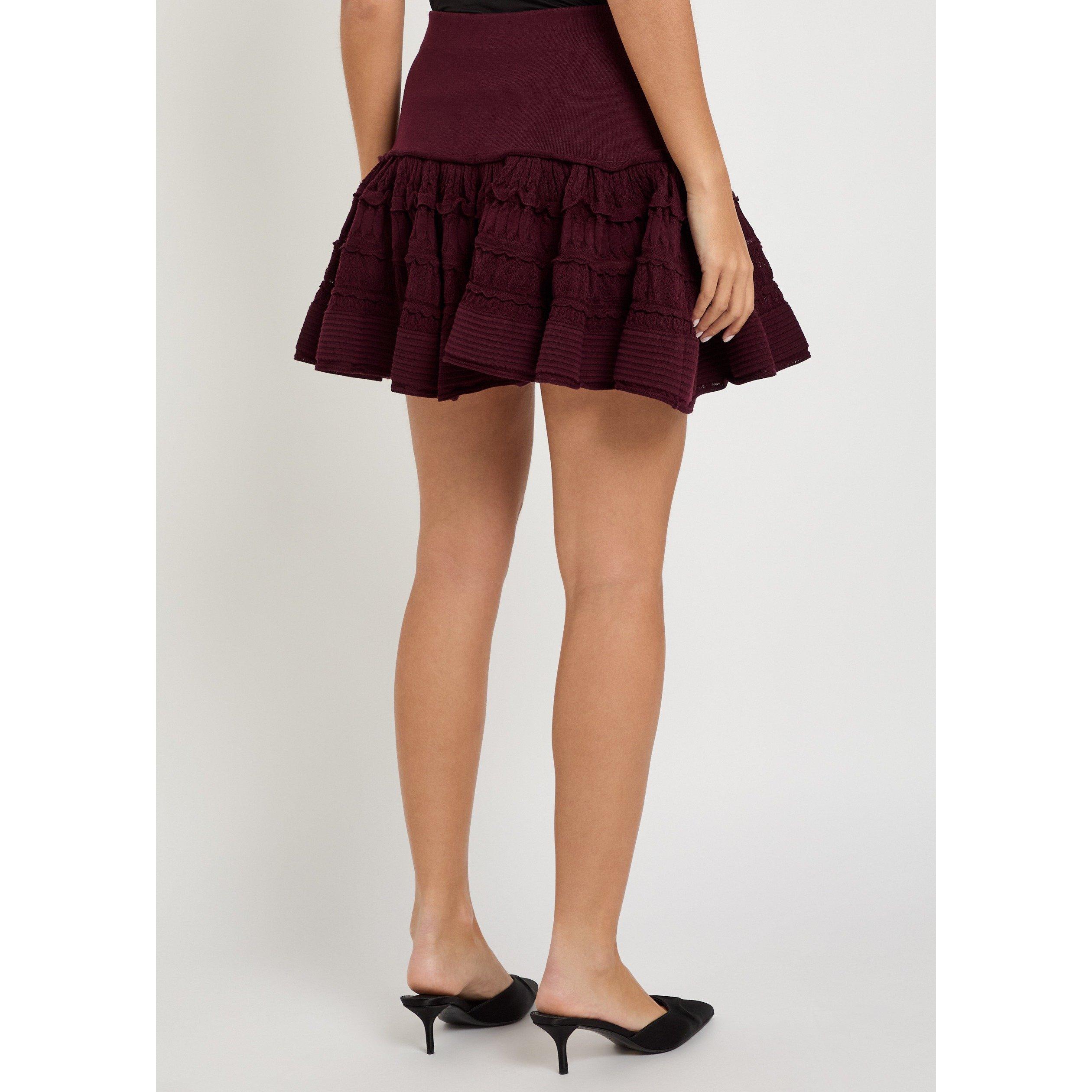 BURGUNDY - Alaia - RUFFLE SKIRT - 3