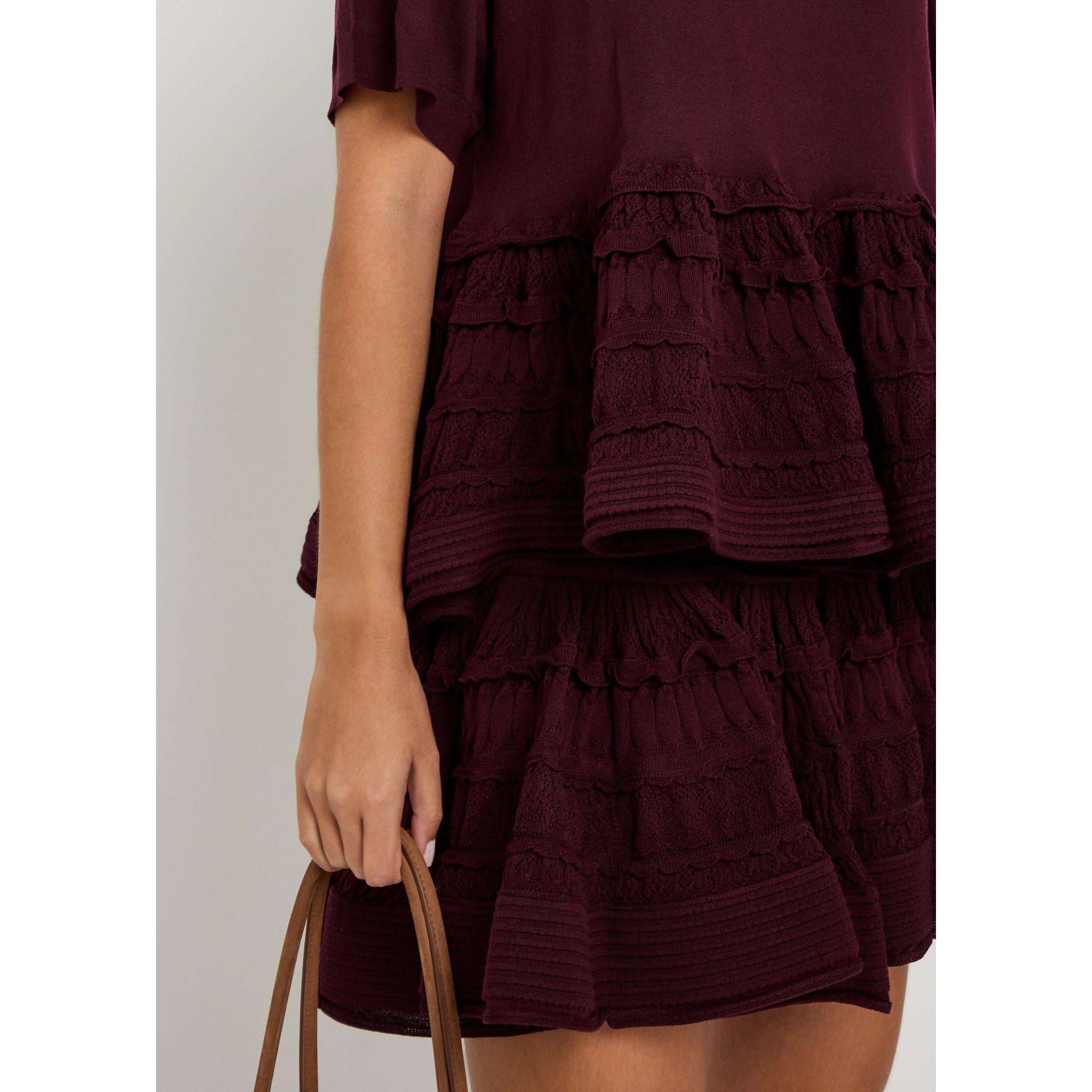 BURGUNDY - Alaia - RUFFLE SKIRT - 4