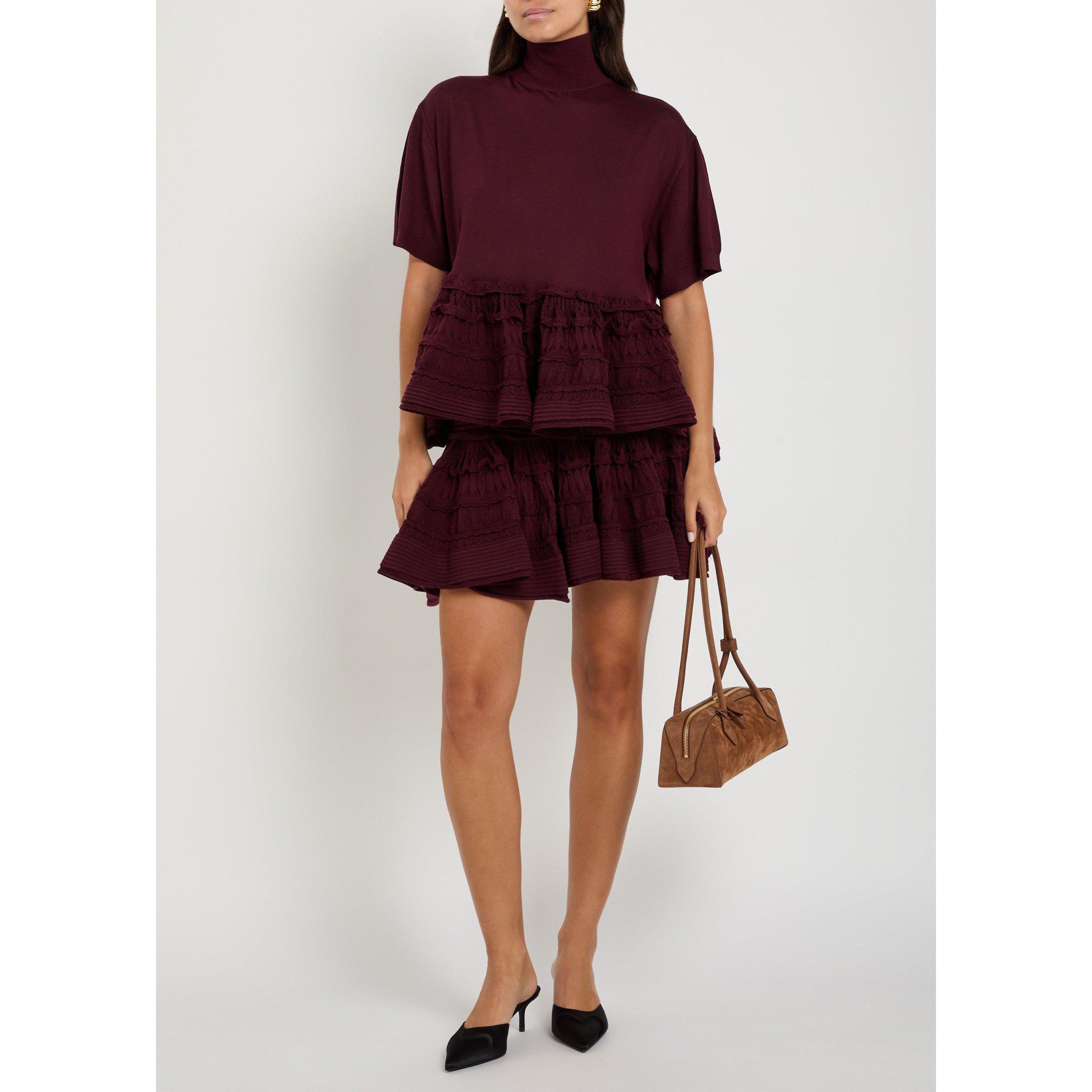 BURGUNDY - Alaia - RUFFLE SKIRT - 5